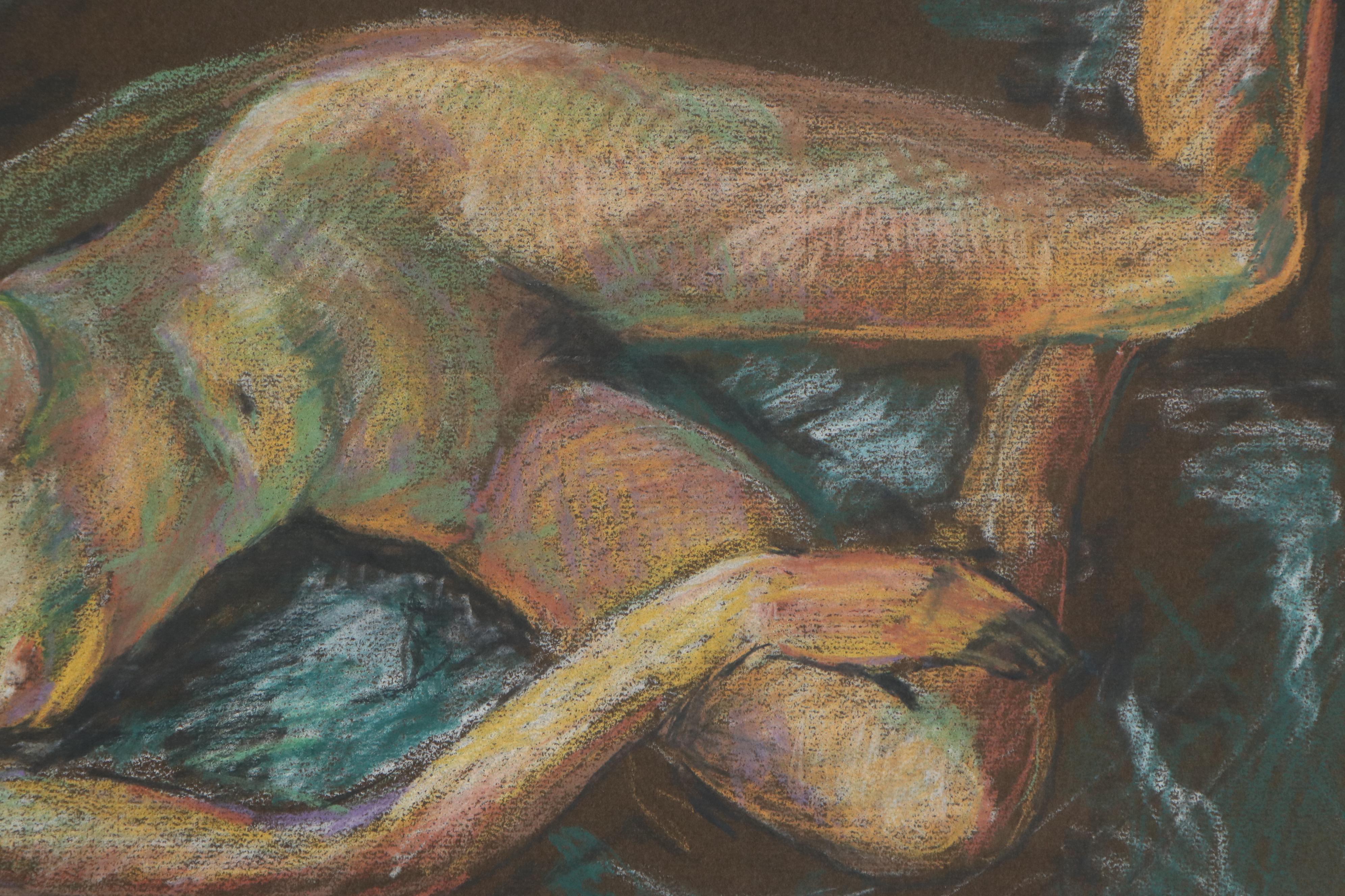 Rabbi Frederick Solomon Nude Figural Pastel Drawings, Mid-20th Century
