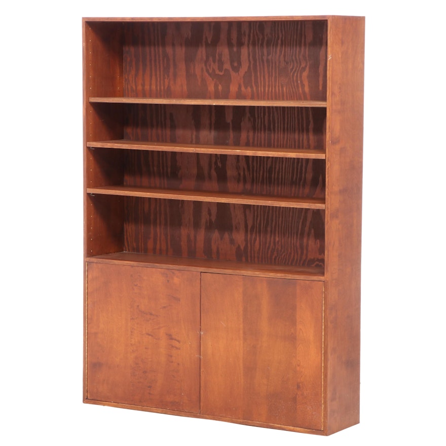 Cherry-Stained Wood Cabinet Bookcase, Late 20th/Early 21st Century