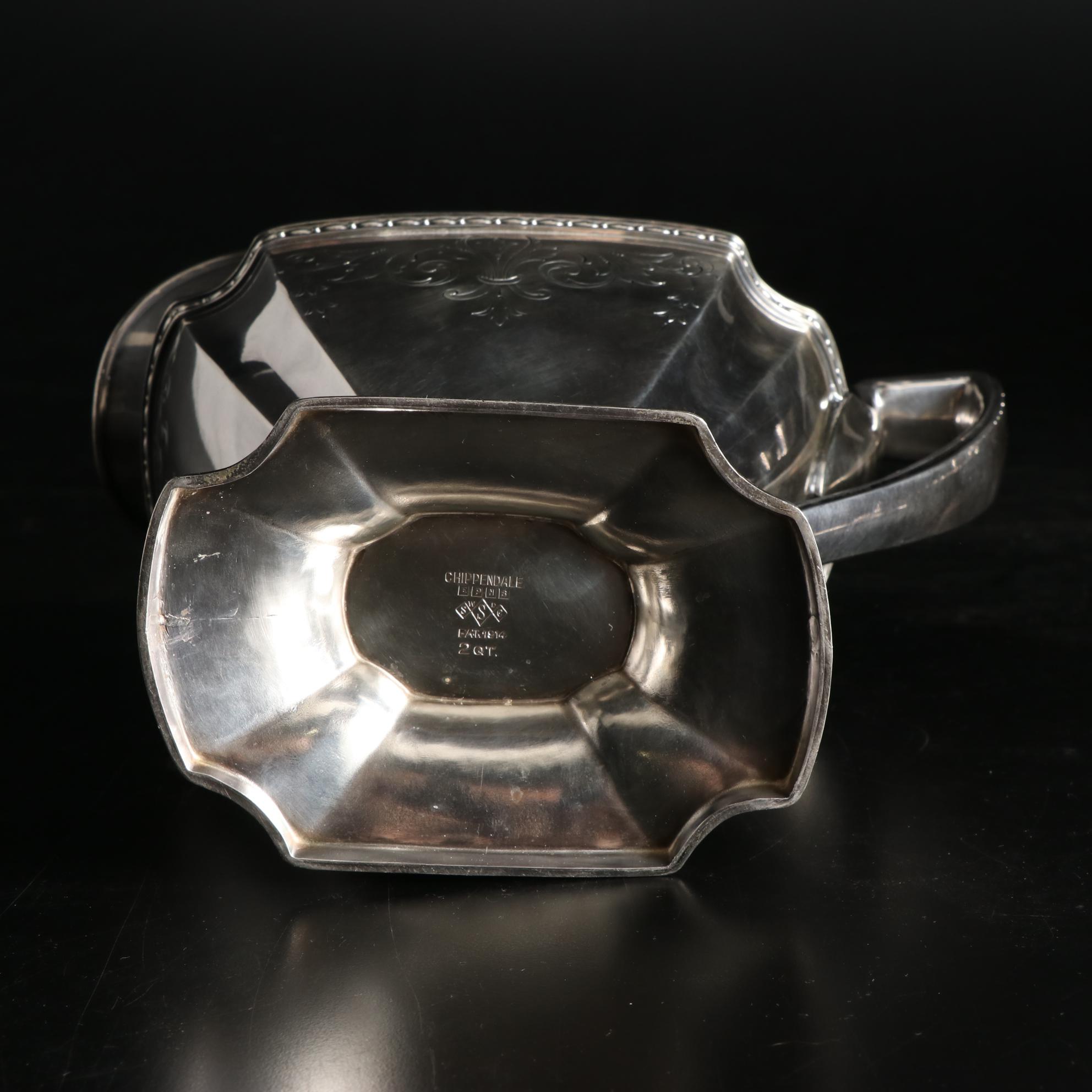 W.D. Smith Silver Co. "Chippendale" Water Pitcher and Other Silver Plate