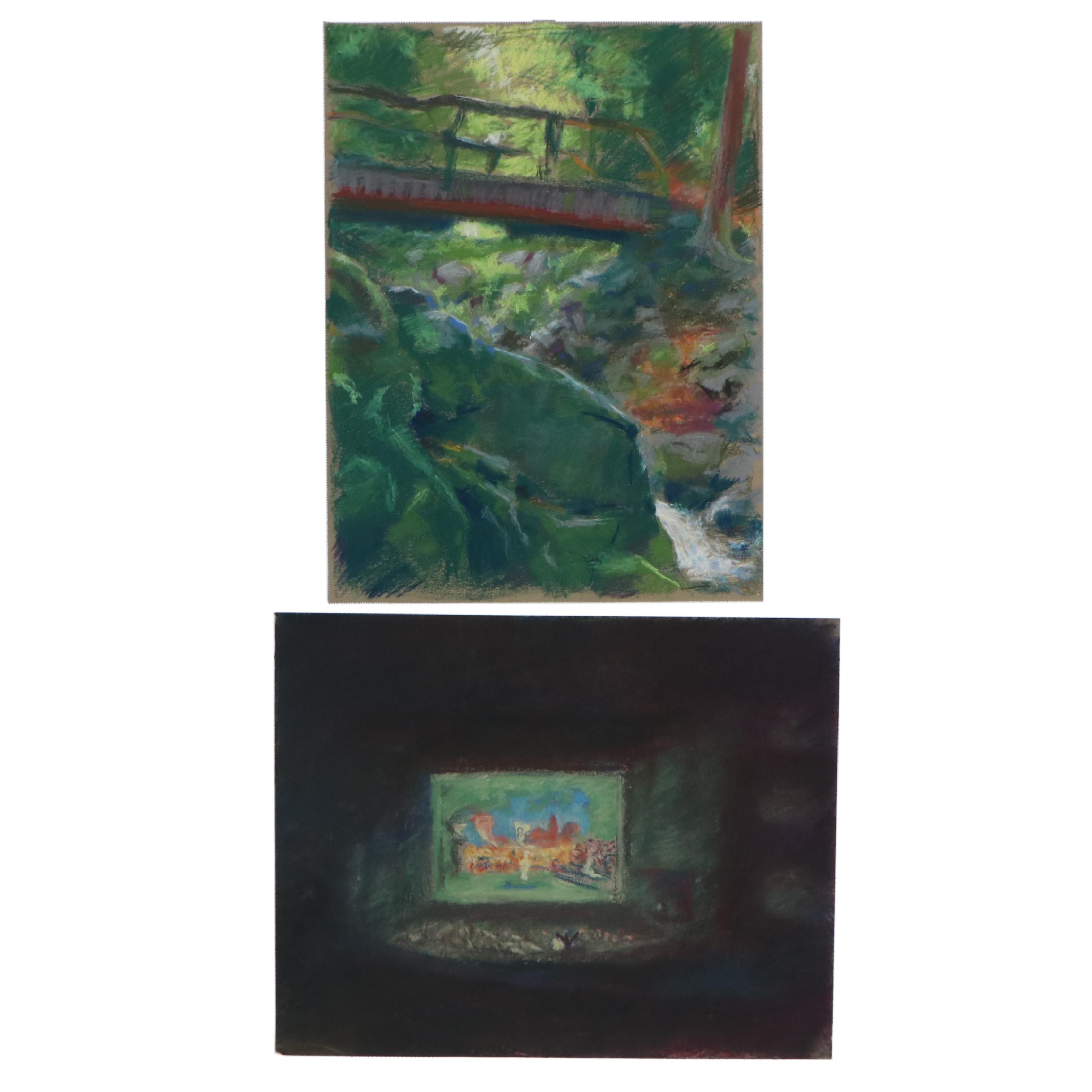 Rabbi Frederick Solomon Pastel Drawings, Mid-20th Century