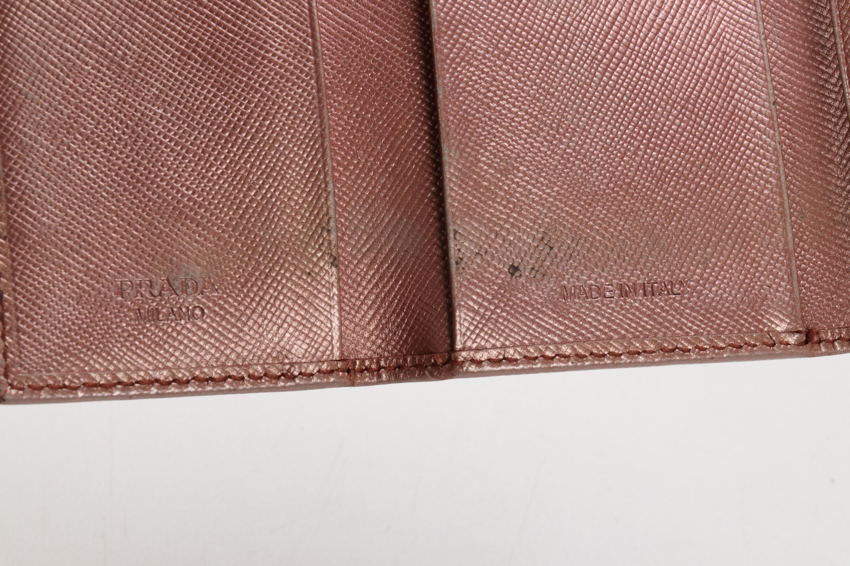 Prada Six-Key Ring Case in Metallic Pink Saffiano Leather