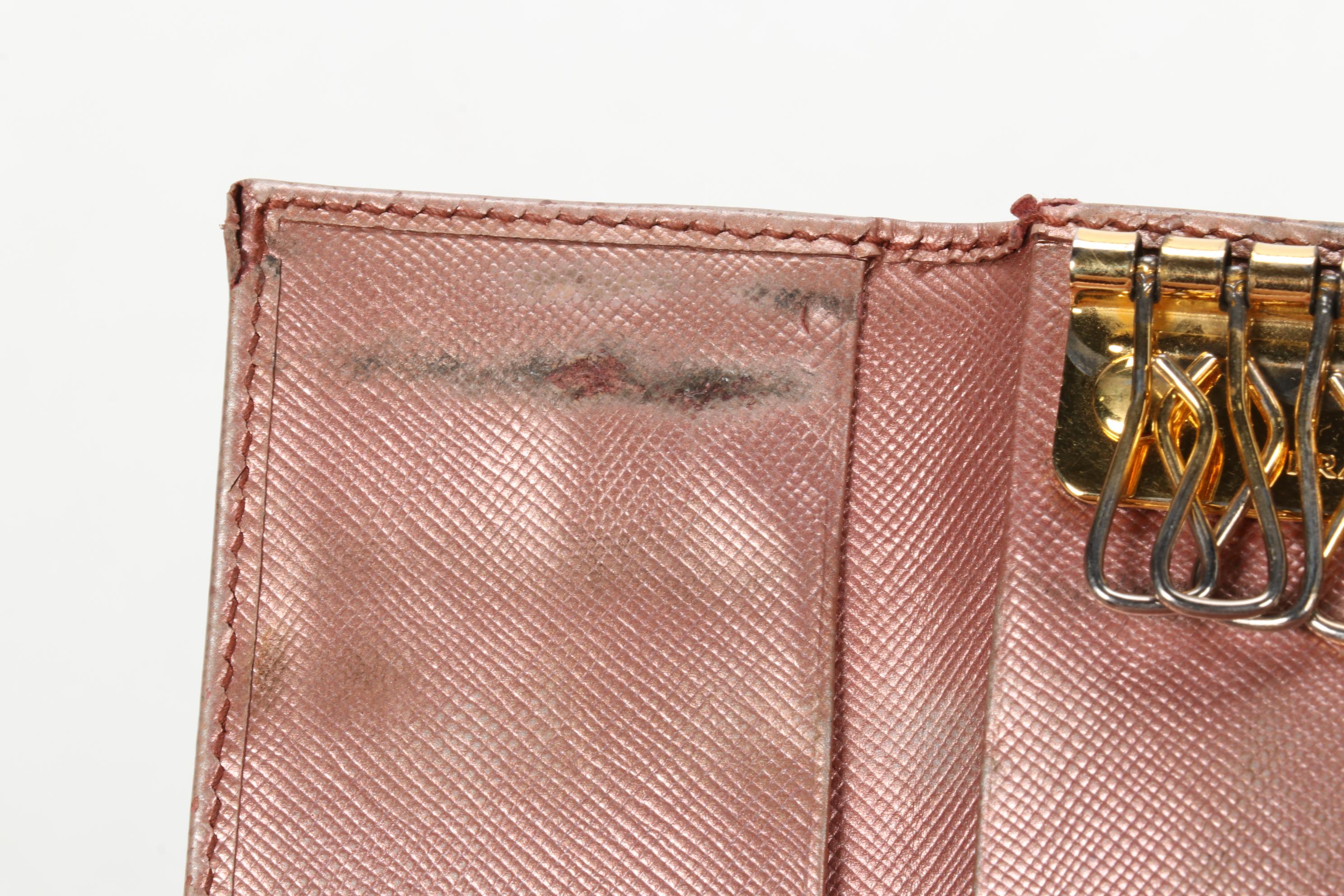 Prada Six-Key Ring Case in Metallic Pink Saffiano Leather