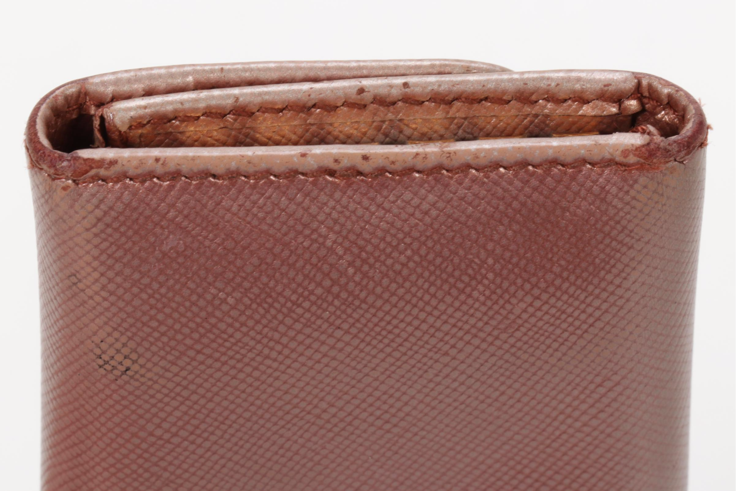 Prada Six-Key Ring Case in Metallic Pink Saffiano Leather