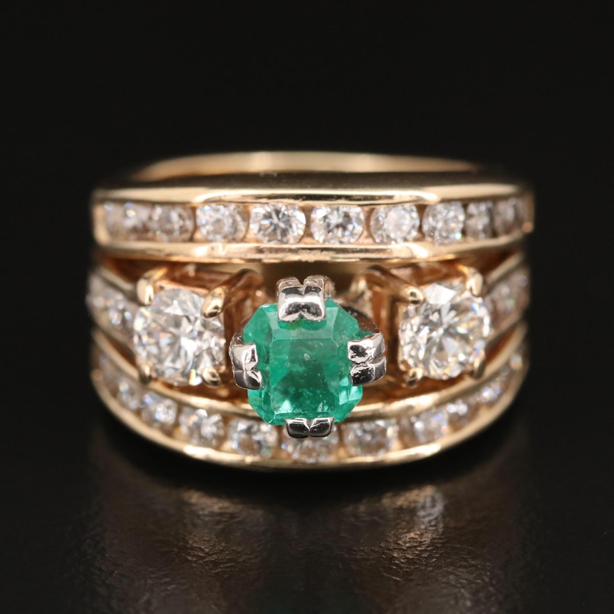 14K Emerald and 2.10 CTW Diamond Ring with GIA Report