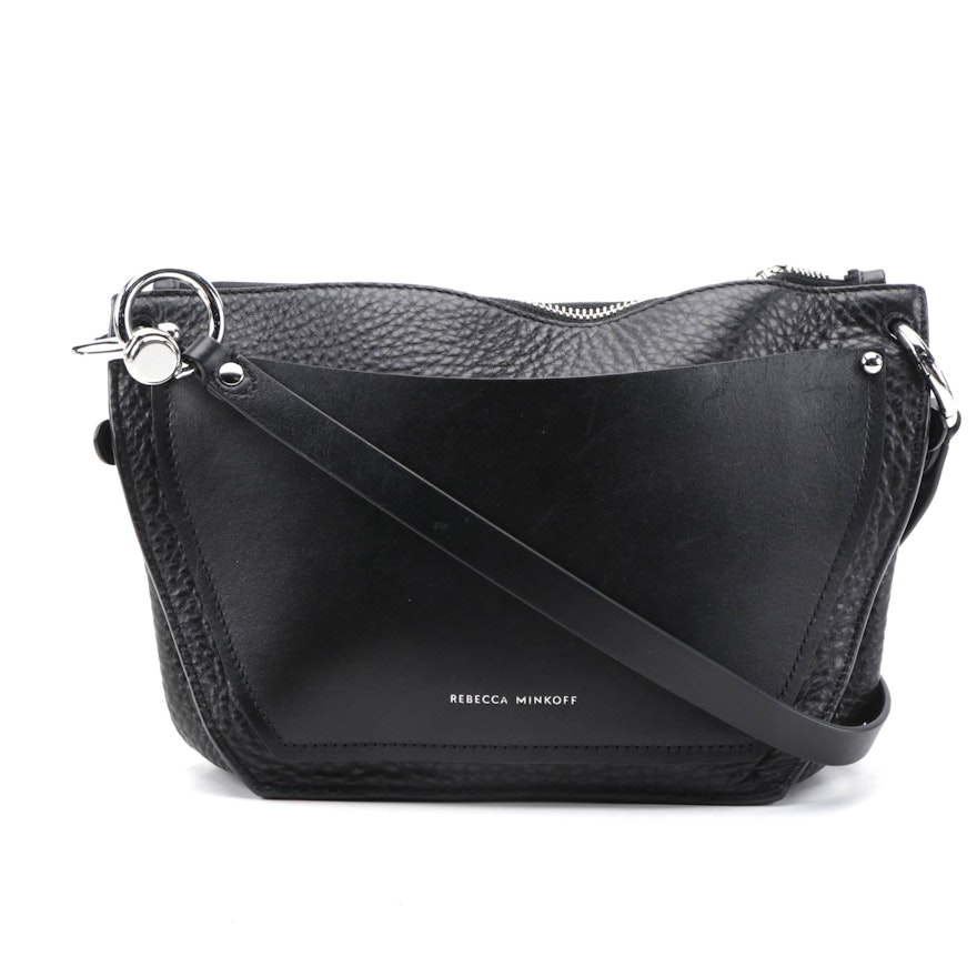 Rebecca Minkoff Crossbody in Black Textured and Smooth Leather