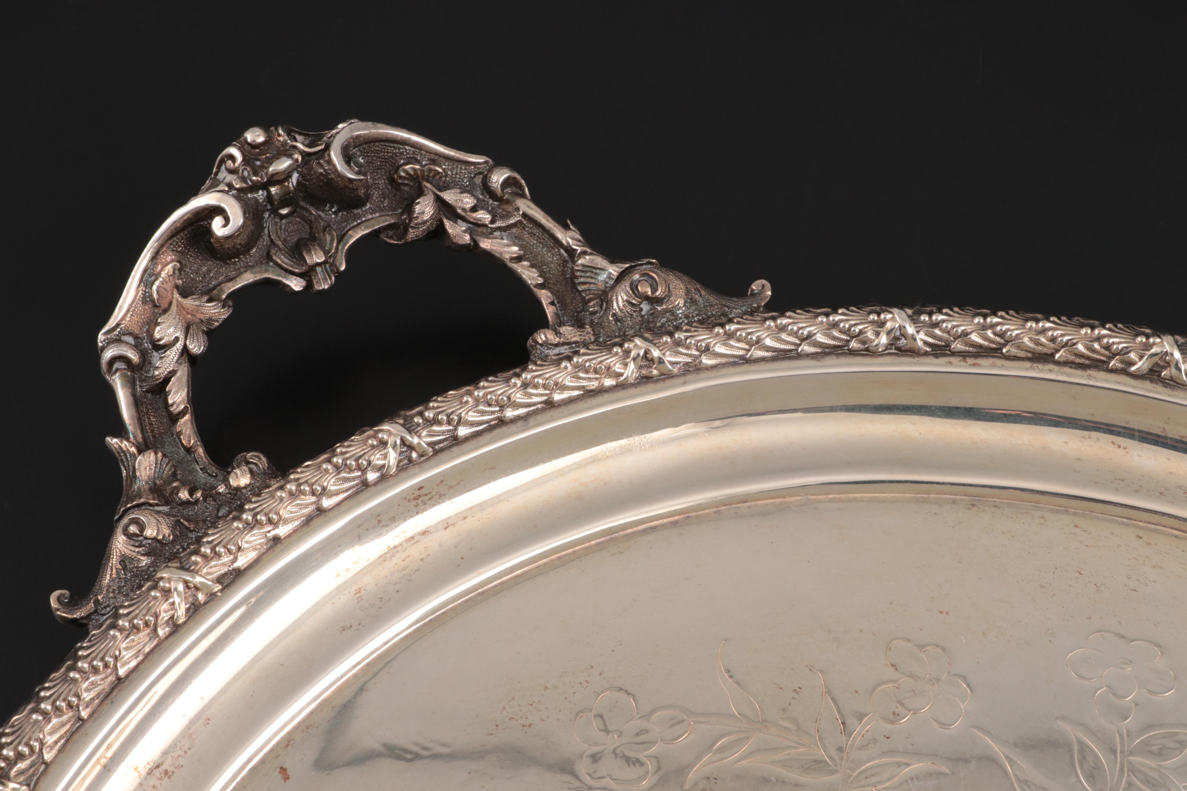 John Henry Potter of Sheffield Chased Silver Plate Tray, c. 1884–1940