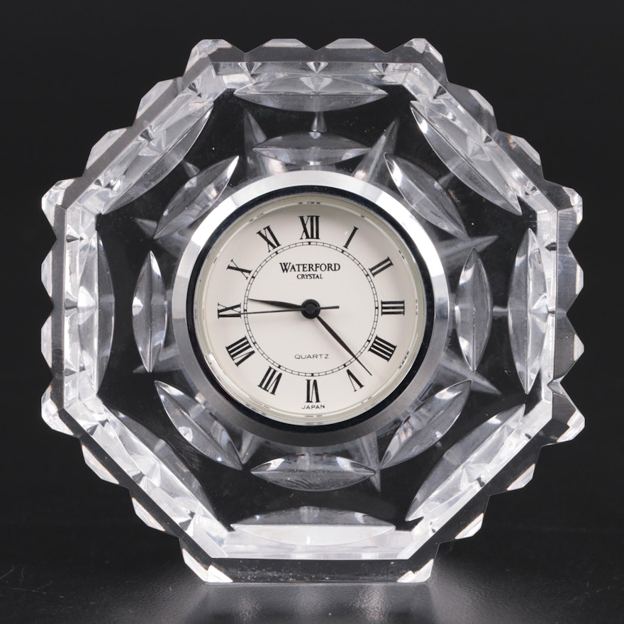 Waterford Crystal Octagonal Desk Clock, Late 20th Century