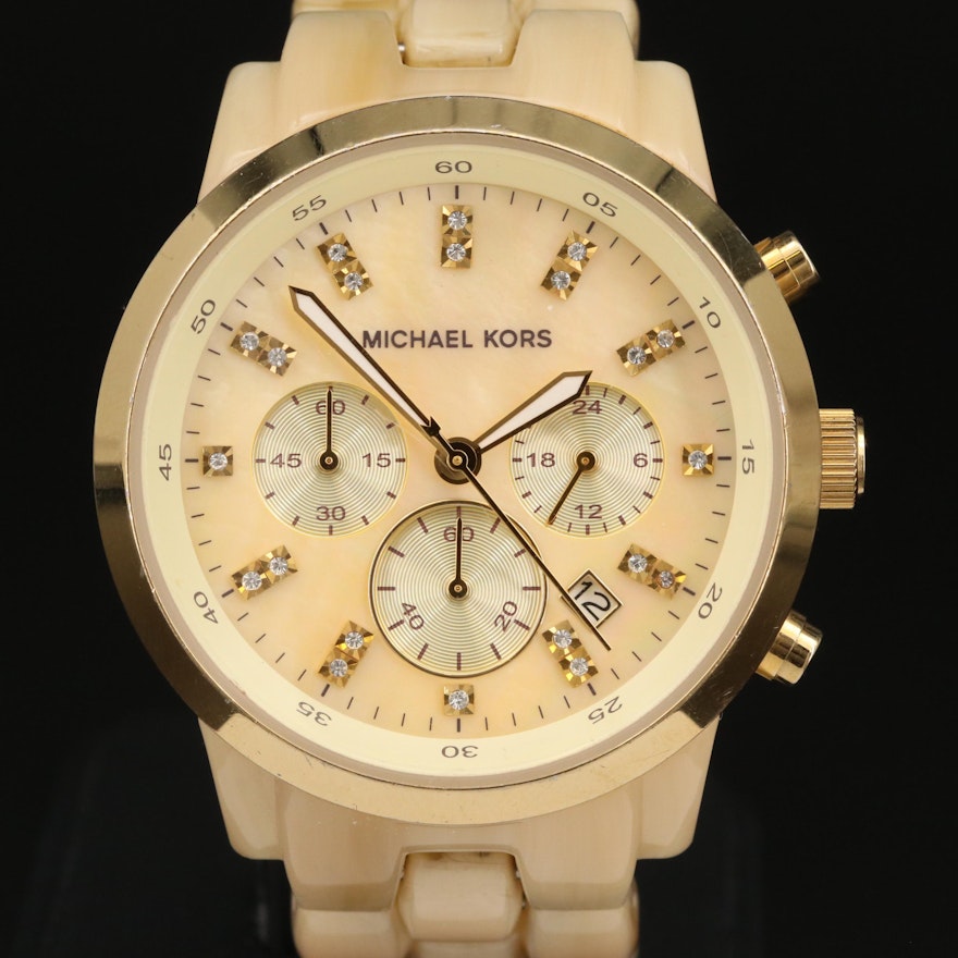 Michael Kors "Jet Set" Chronograph Stainless Steel and Acrylic Wristwatch