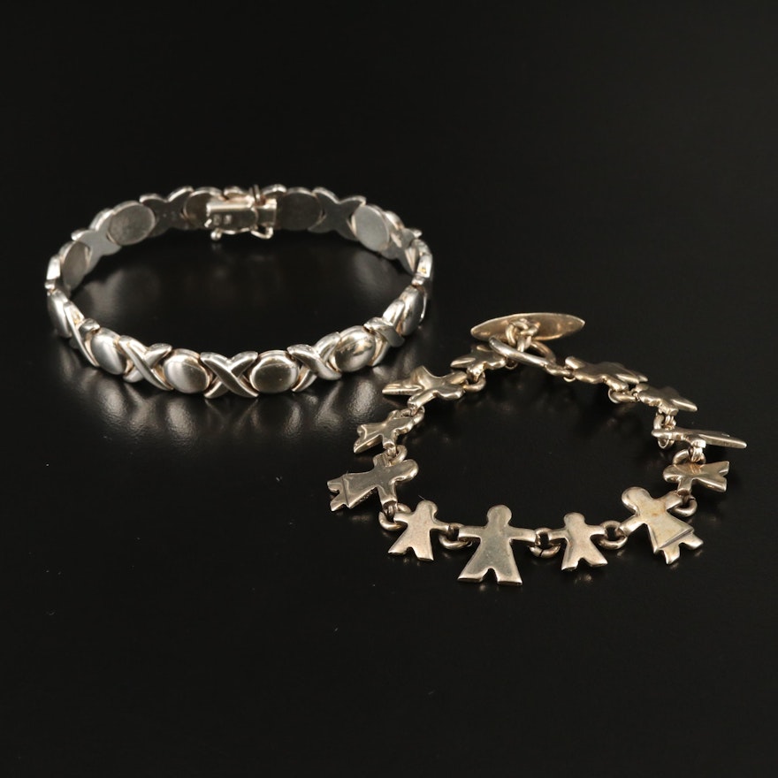 Sterling "XO" and Figural Style Bracelets