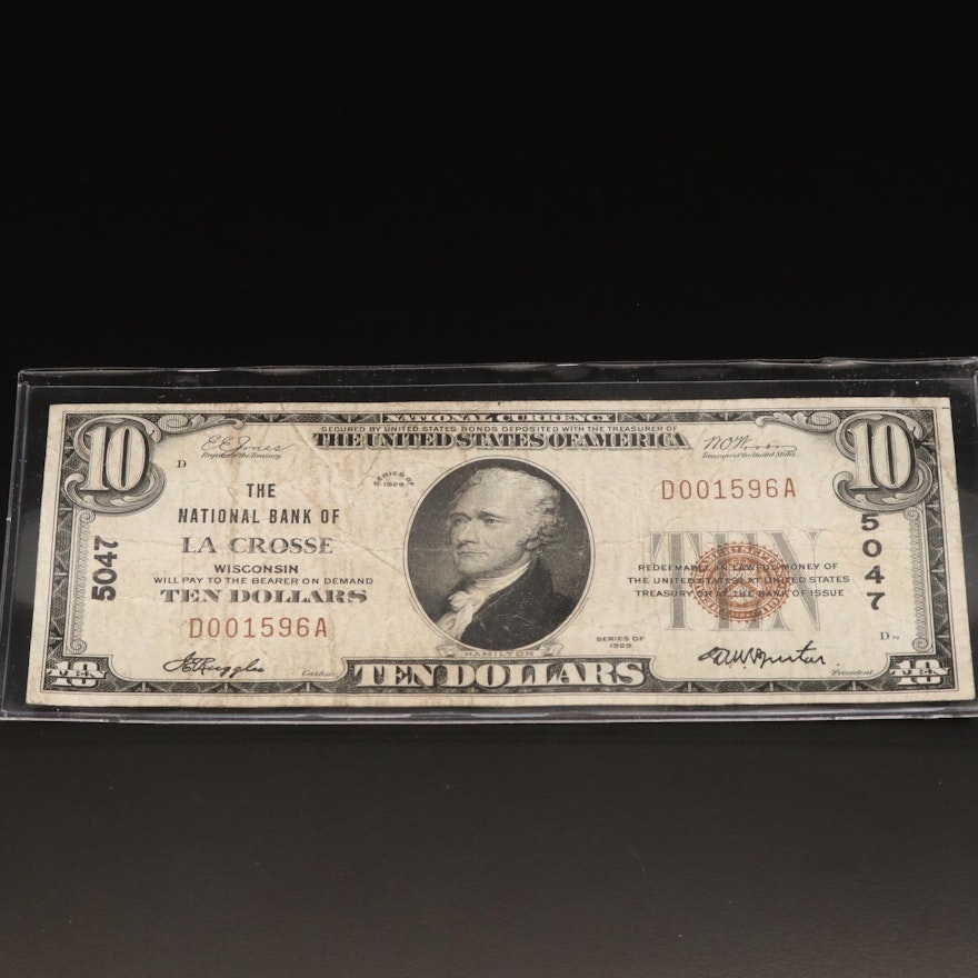 Series of 1929 $10 National Currency Note from La Crosse, WI