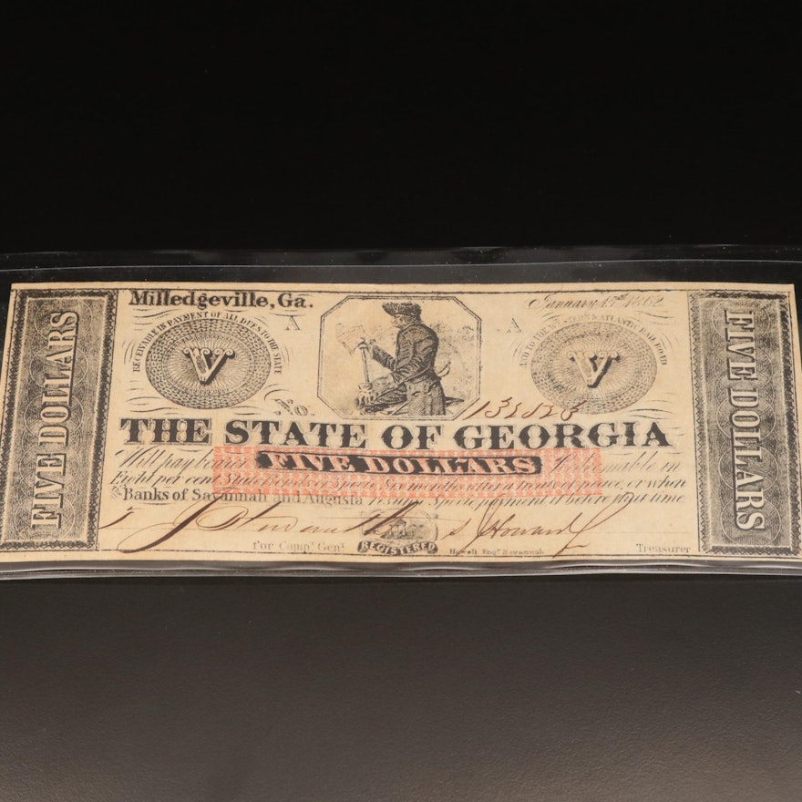 1862 Obsolete Banknote from Milledgeville, GA