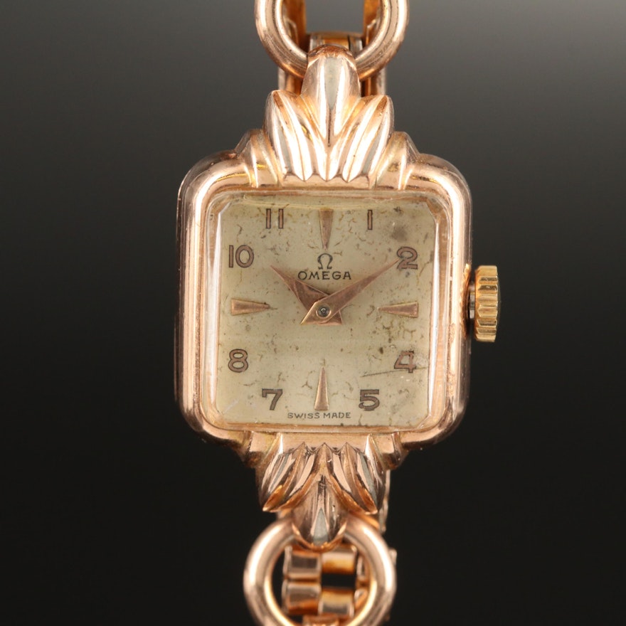 1951 Omega Gold Plated Stem Wind Wristwatch