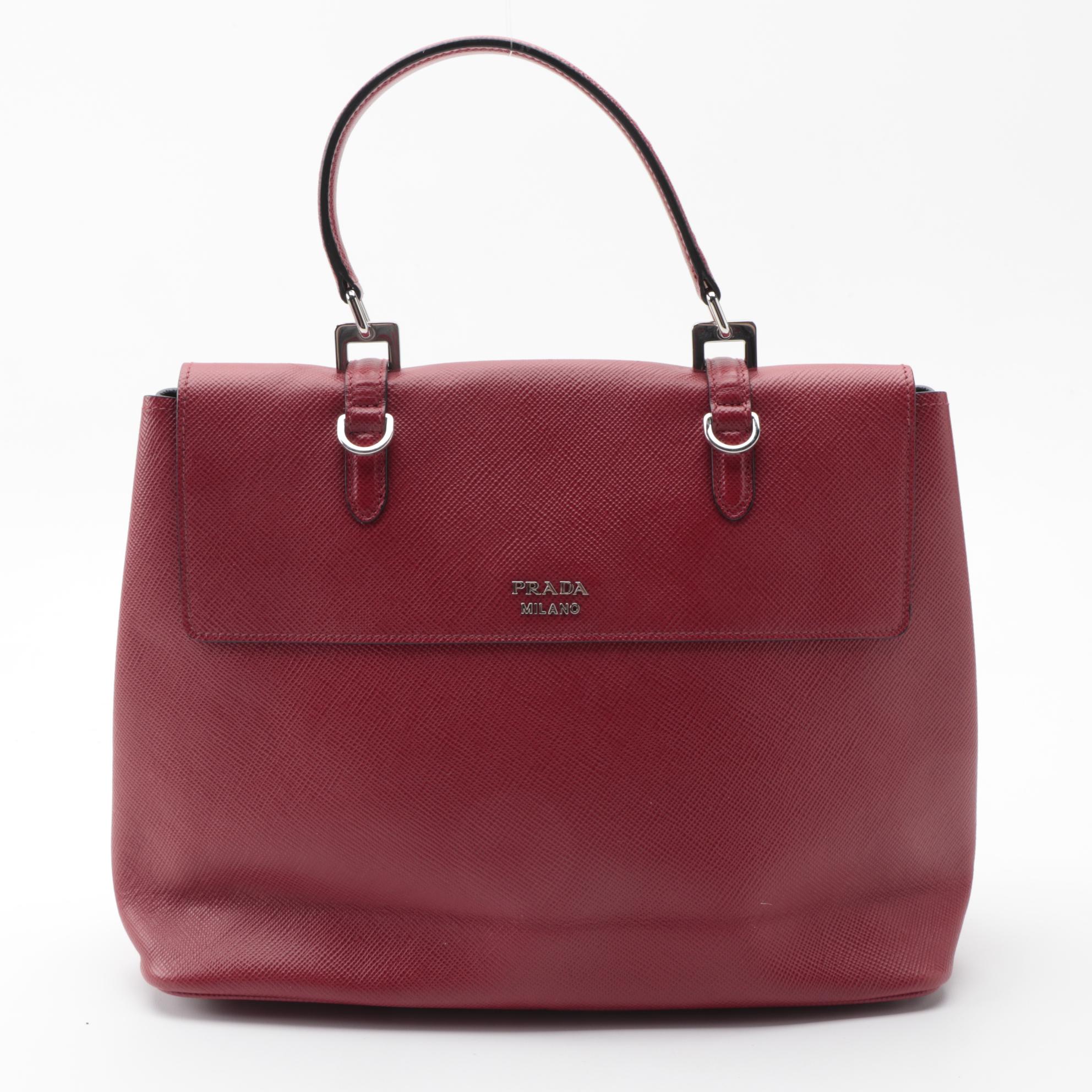 Prada Red Saffiano Lux Leather Large Flap Satchel