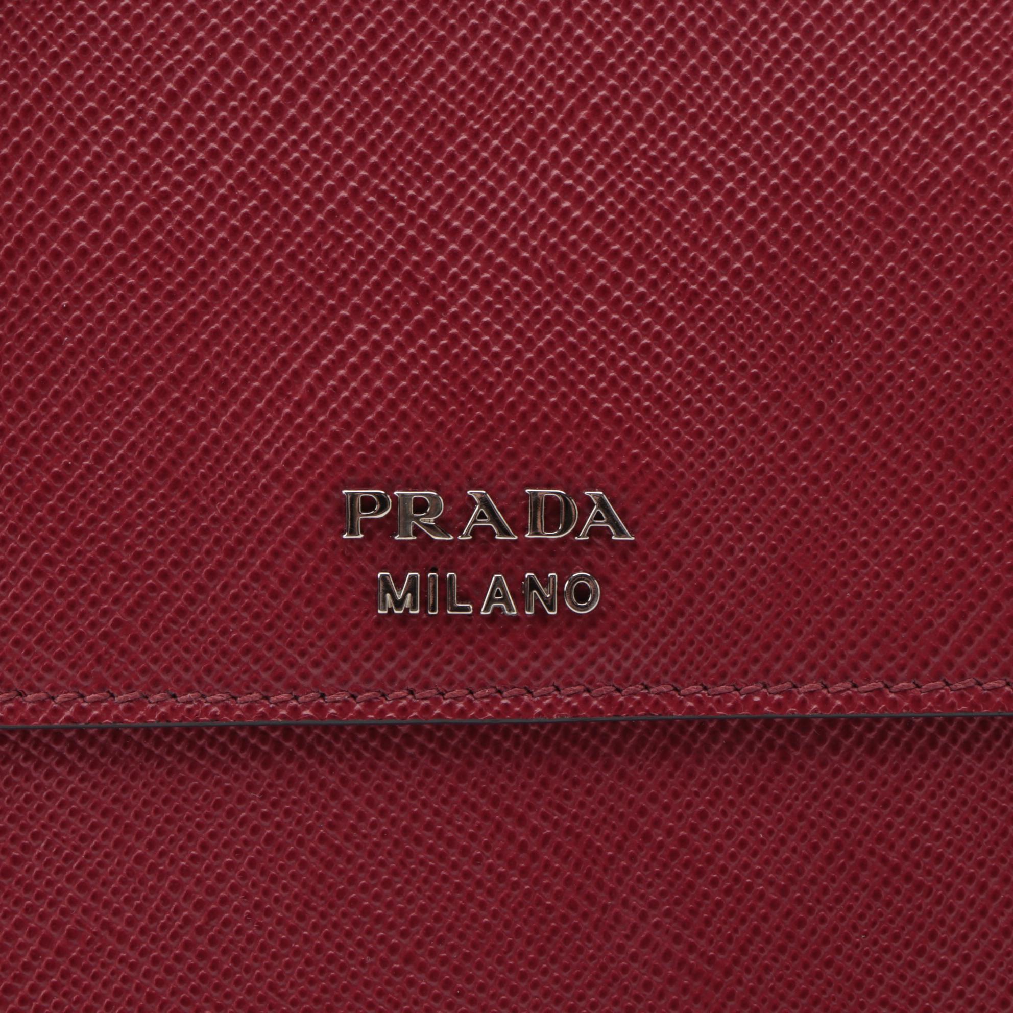Prada Red Saffiano Lux Leather Large Flap Satchel