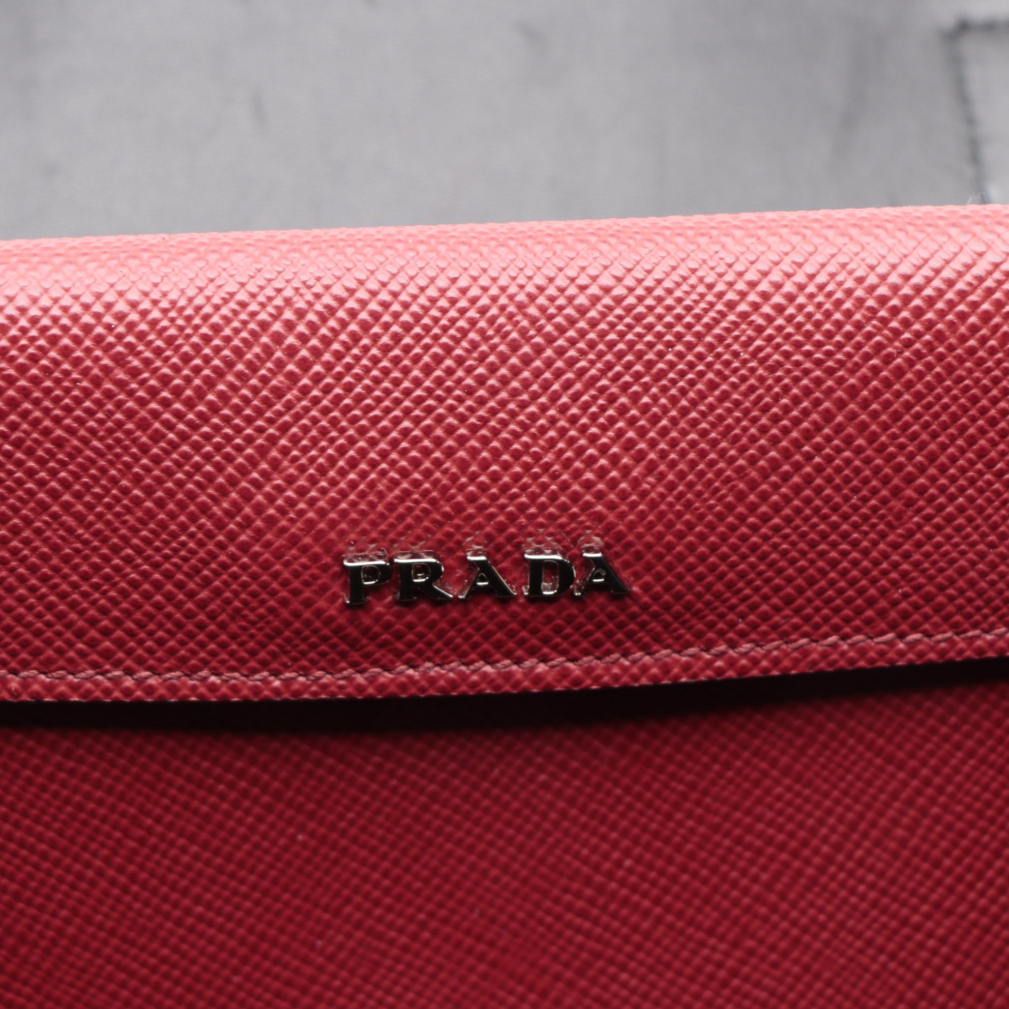 Prada Red Saffiano Lux Leather Large Flap Satchel