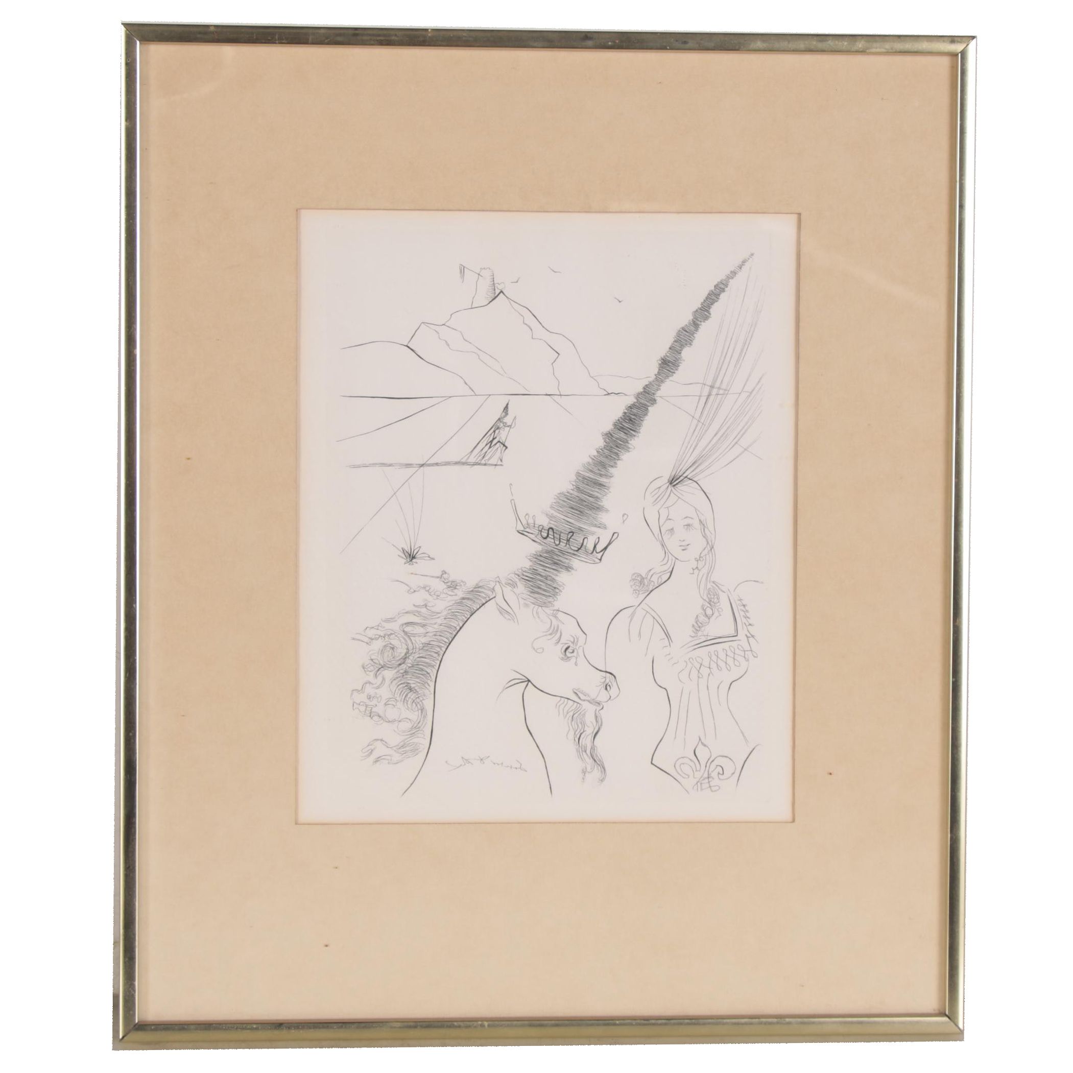 Salvador Dalí Second Edition Etching "The Lady and the Unicorn"
