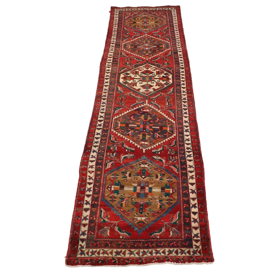 4'0 x 14'5 Hand-Knotted Persian Karaja Long Rug, Mid-Late 20th Century