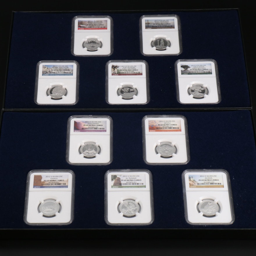 NGC Graded 2012 and 2013 Silver America the Beautiful Quarters