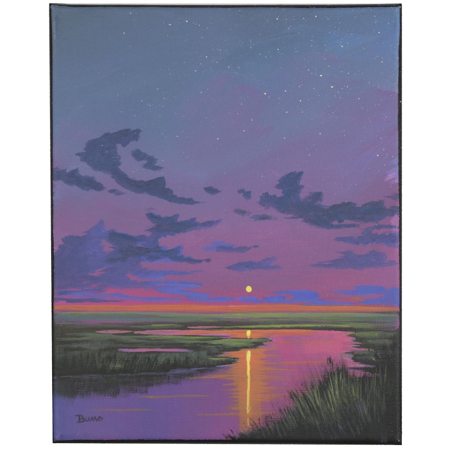 Douglas “Bumo” Johnpeer Acrylic Painting "Marsh Stars," 2020