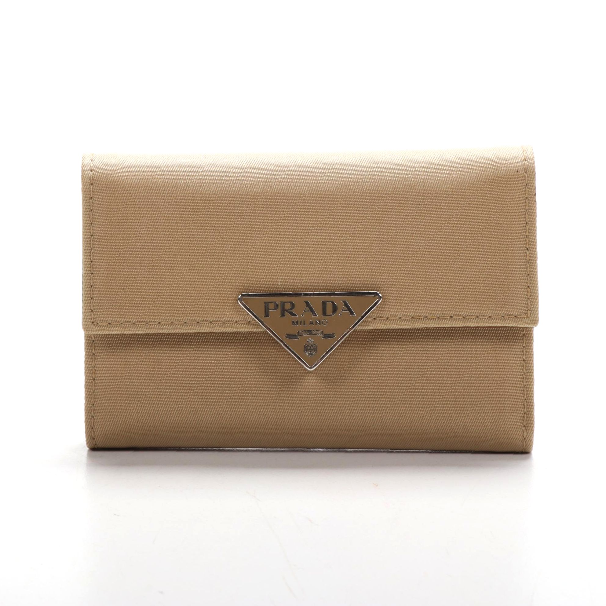 Prada Six-Key Hook Case in Beige Tessuto Nylon and Saffiano Leather