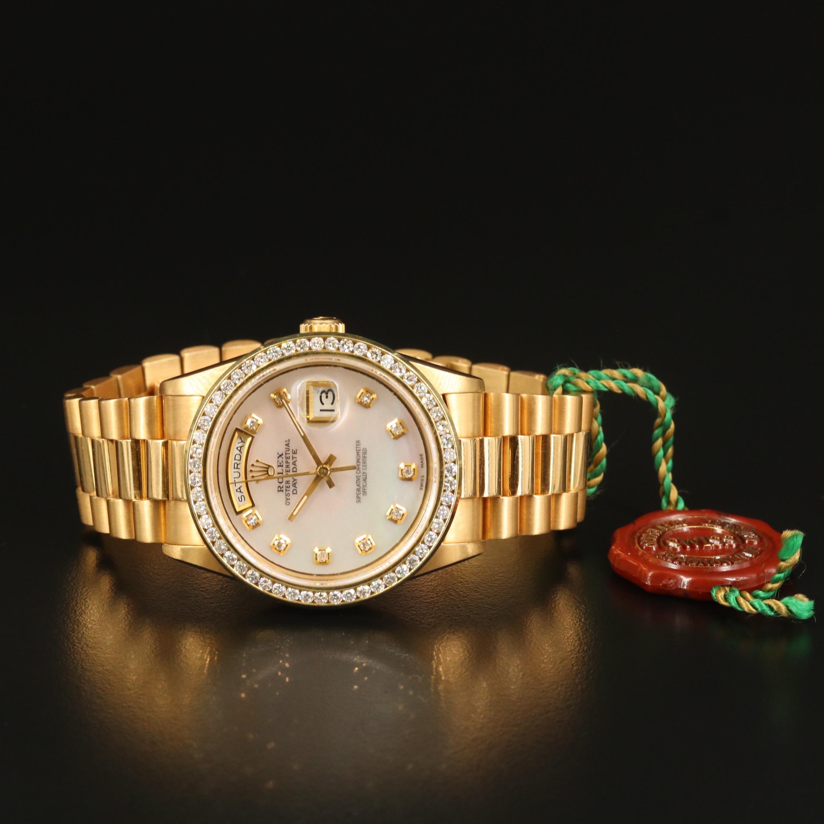 18K and 1.66 CTW Diamond Rolex "Day/Date President" Automatic Watch