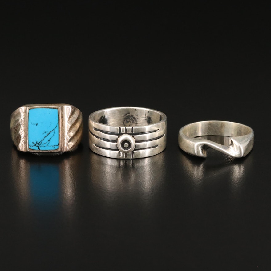 Sterling Silver Rings with Imitation Turquoise