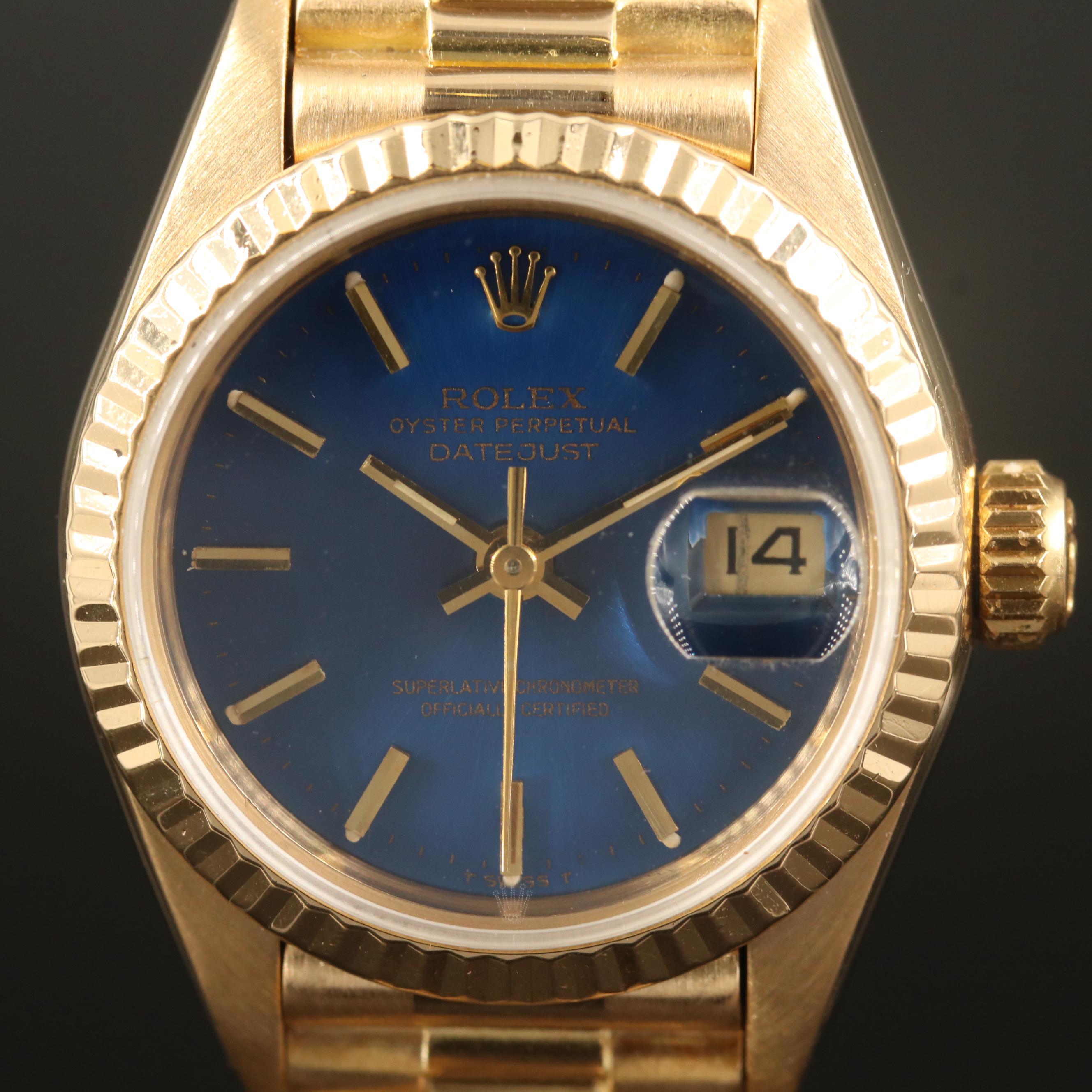 1984 Rolex "Datejust President" 18K Yellow Gold Automatic Watch