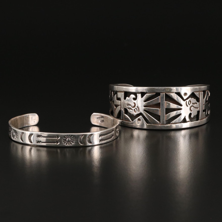 Mexican Sterling Arrow and Openwork Cuffs