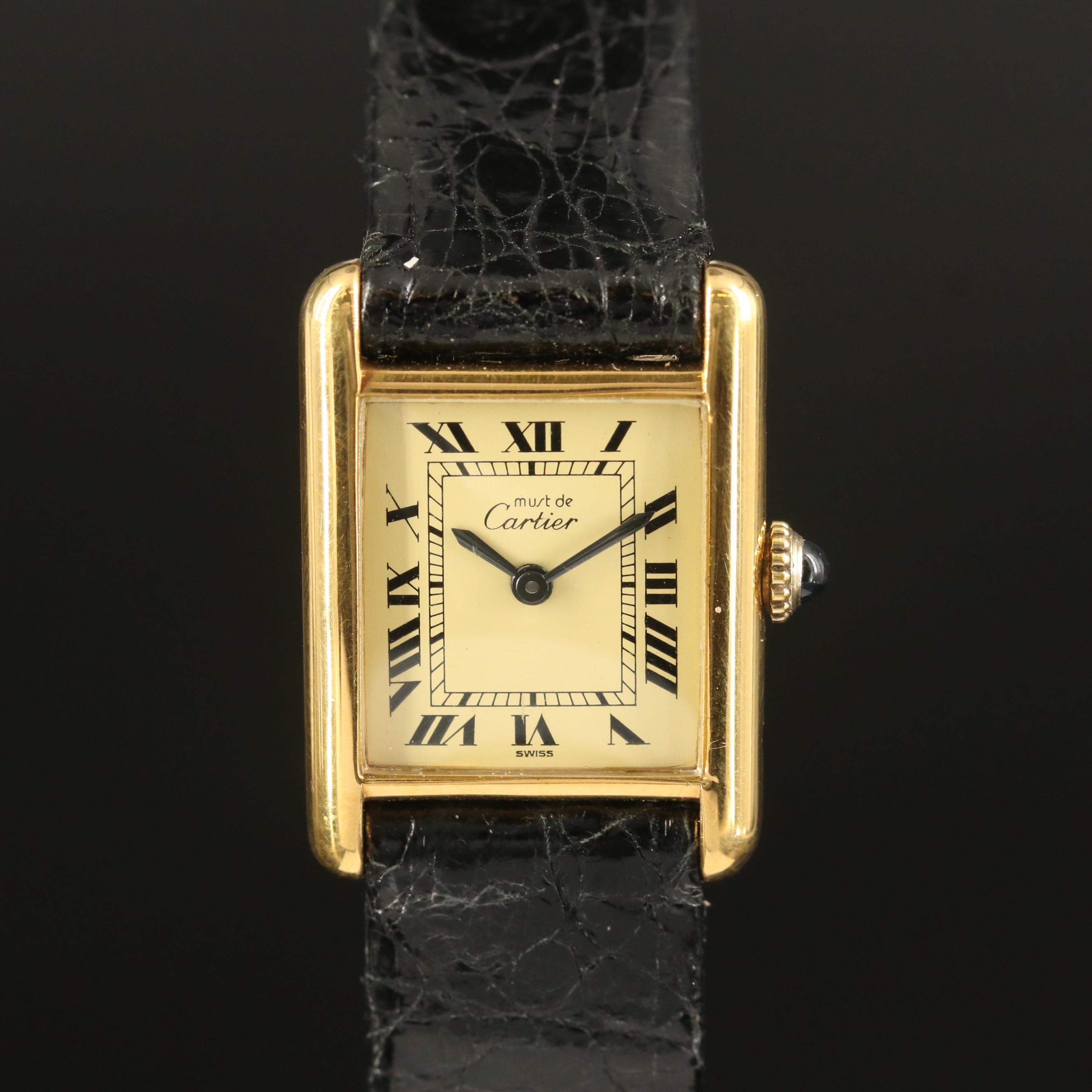 Cartier "Tank" Vermeil Stem Wind Watch