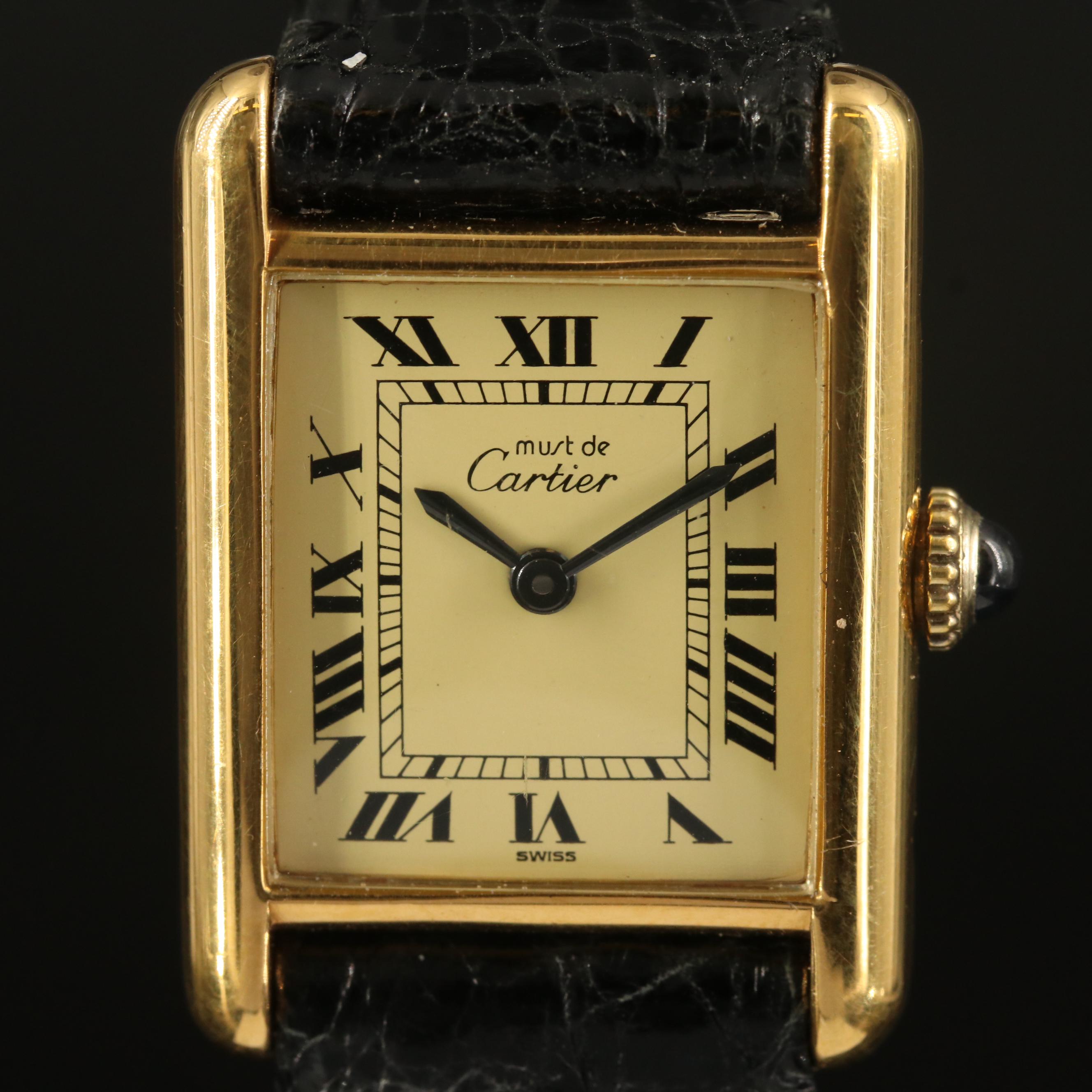 Cartier "Tank" Vermeil Stem Wind Watch