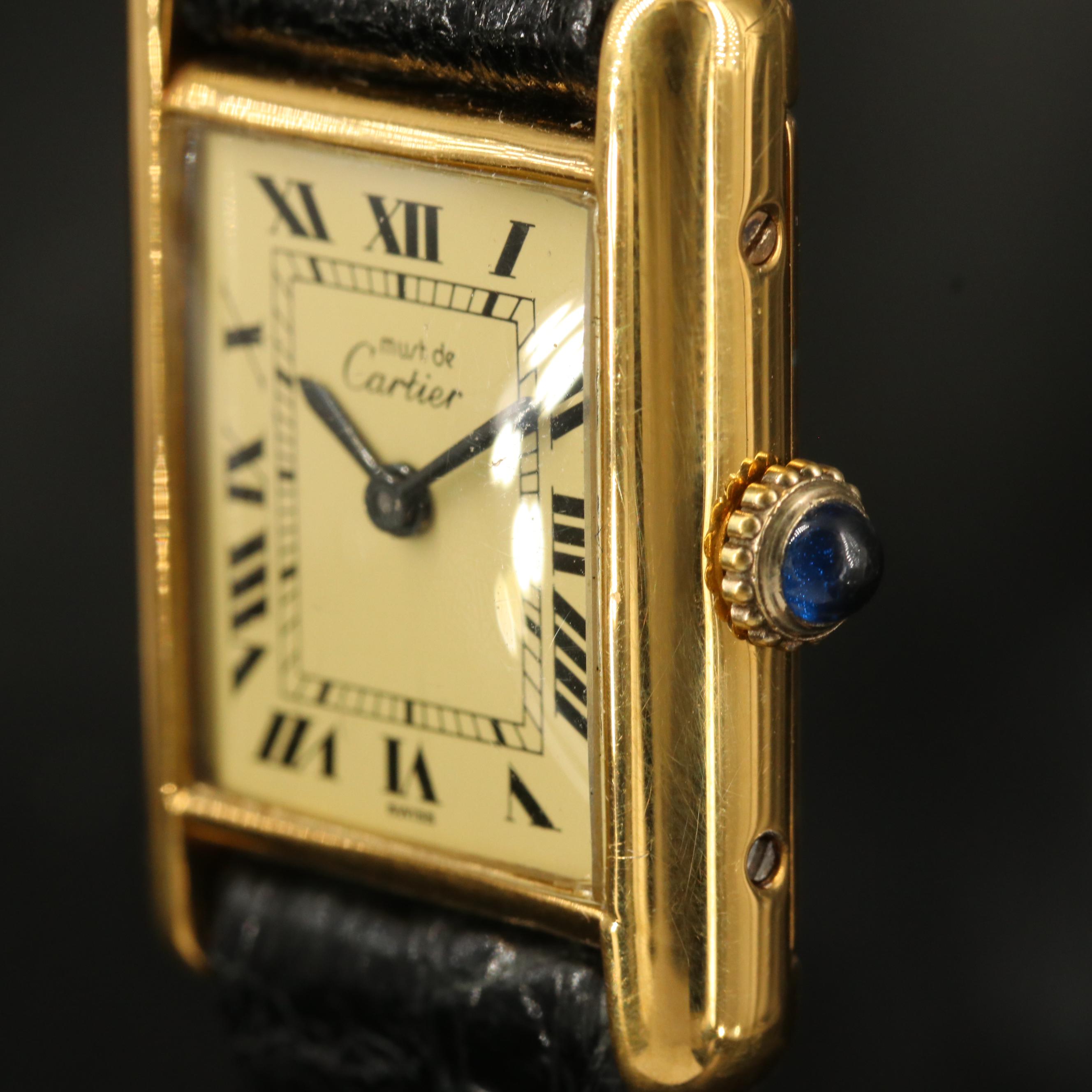 Cartier "Tank" Vermeil Stem Wind Watch