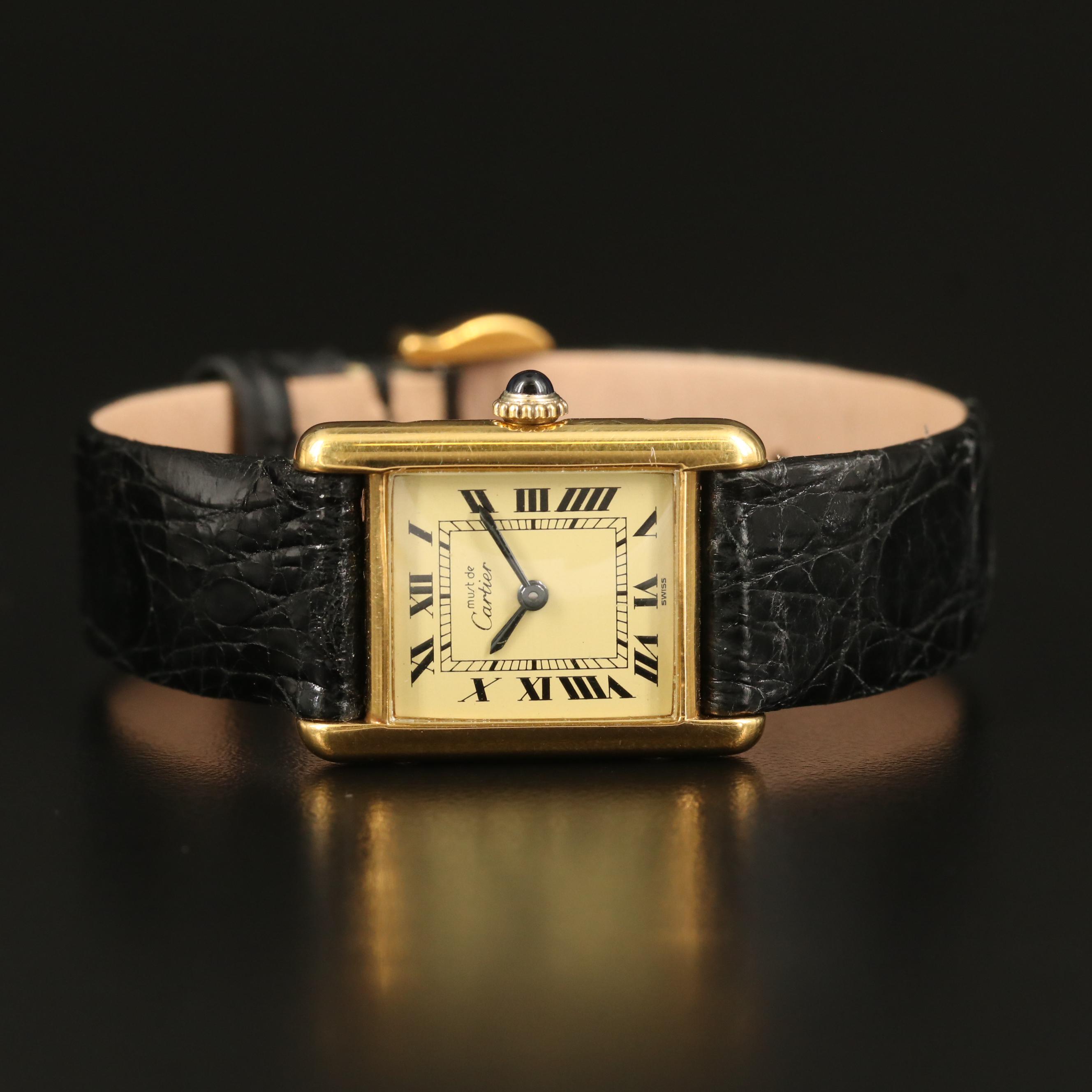 Cartier "Tank" Vermeil Stem Wind Watch