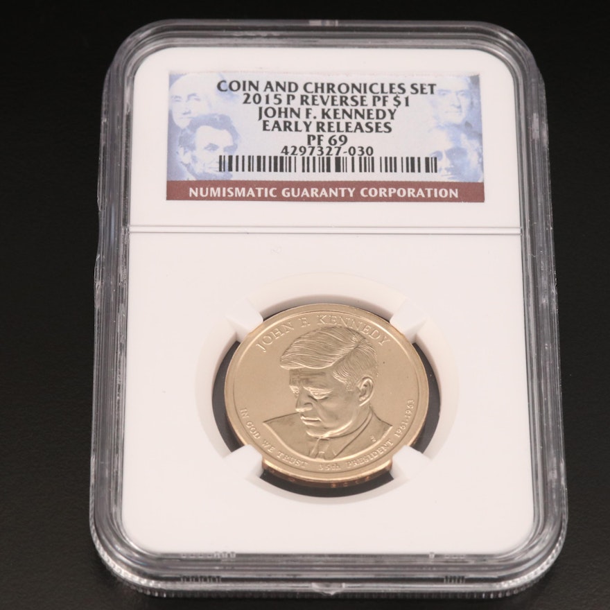 NGC Graded PF69 2015-P Reverse Proof JFK Presidential Dollar