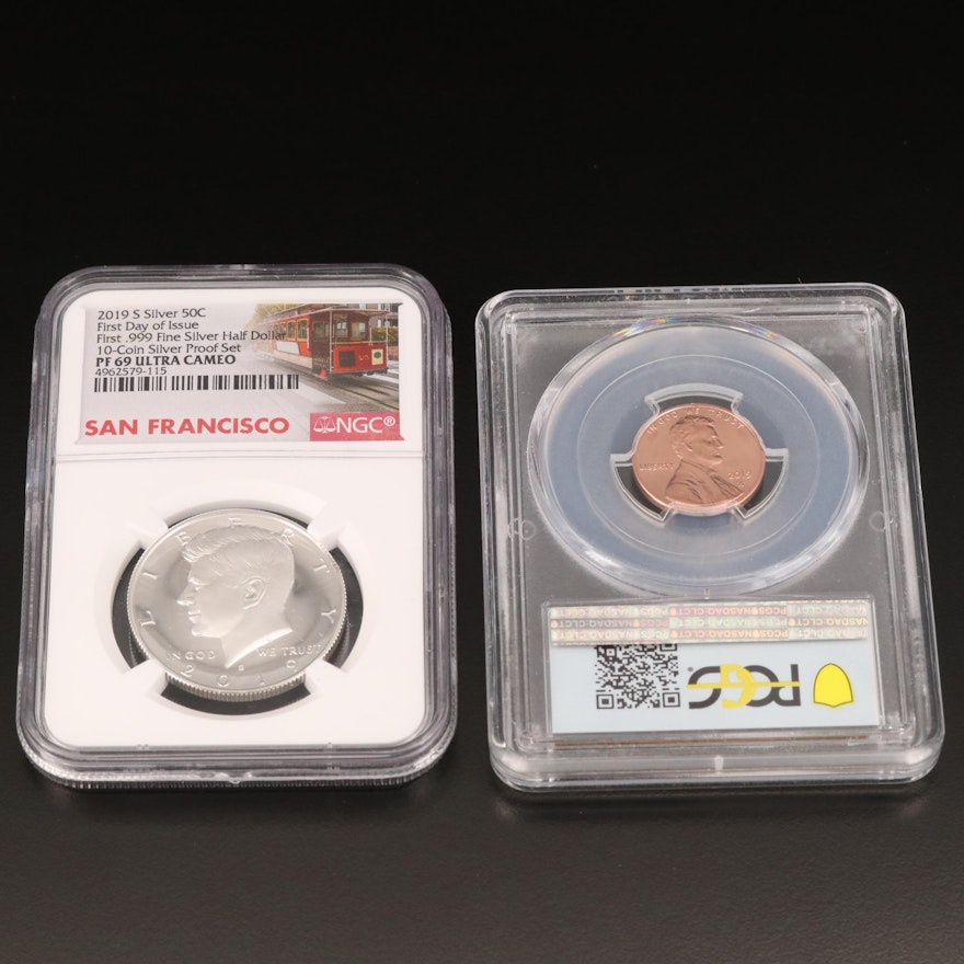 NGC & PCGS Slabbed U.S. Coins, Including .999 Fine Silver Kennedy Half Dollar