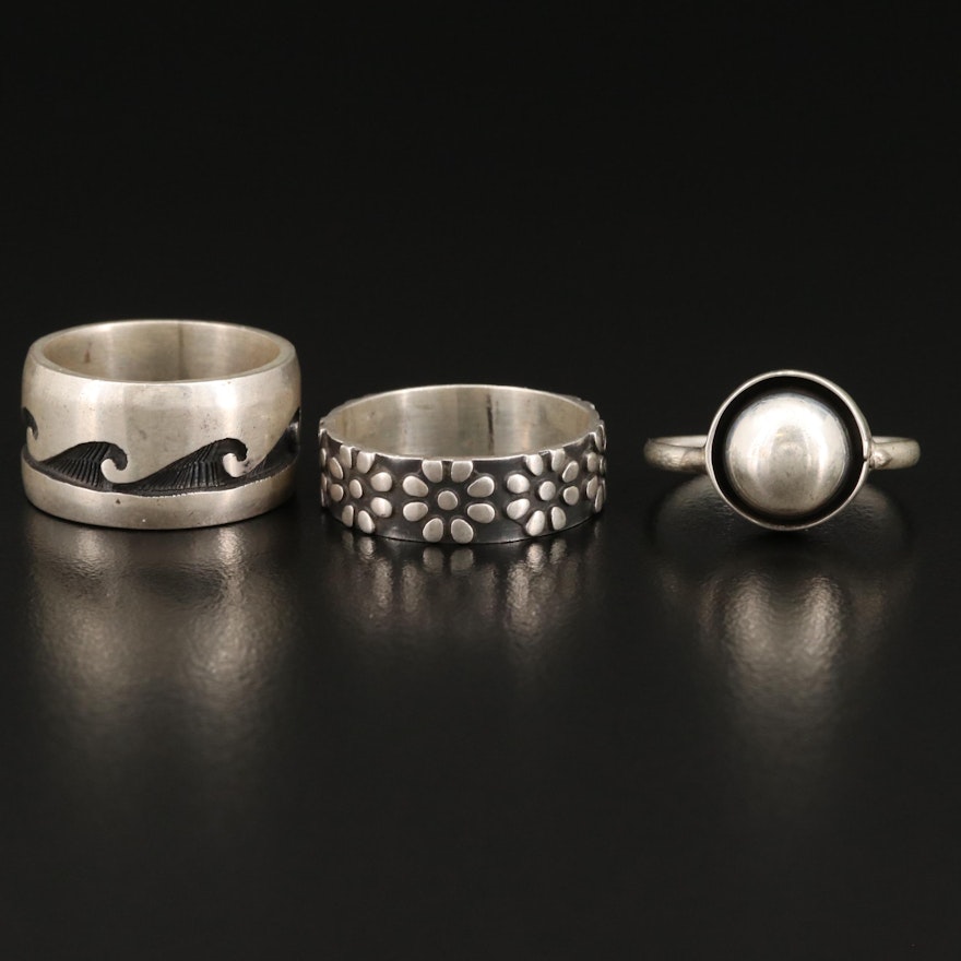 Sterling Silver Niello and Shadowbox Rings