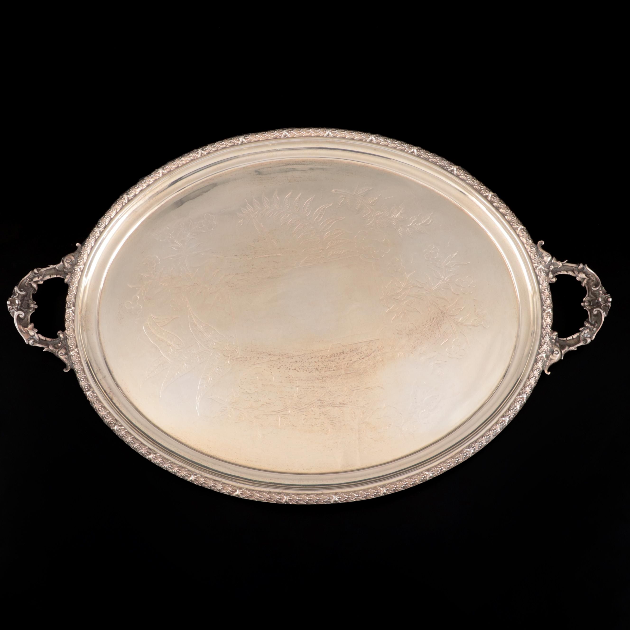 John Henry Potter of Sheffield Chased Silver Plate Tray, c. 1884–1940