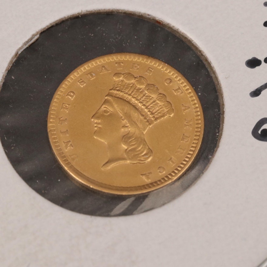 1856 Indian Princess "Slanted 5" Gold Dollar