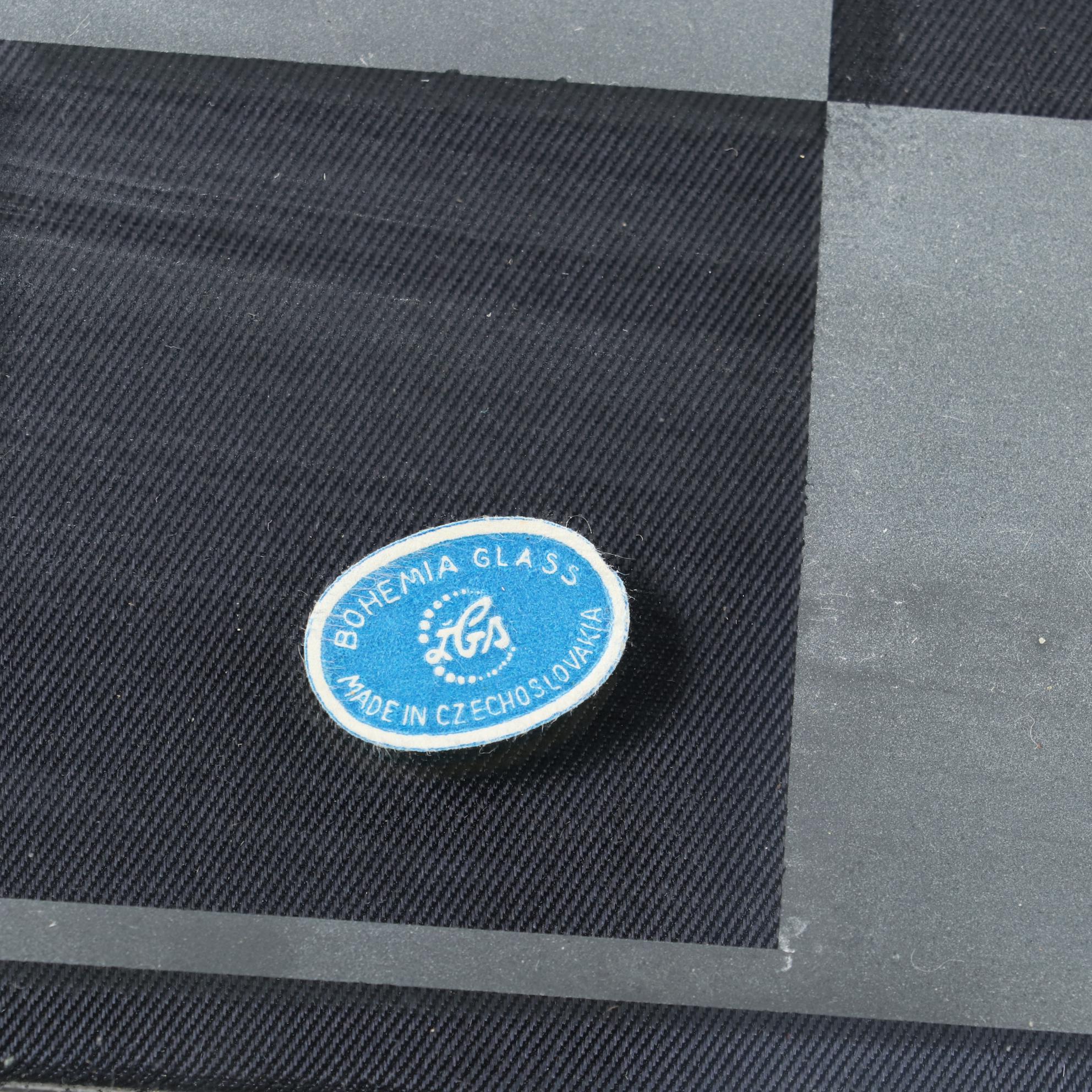 Bohemia Cobalt Blue and Frosted Glass Chess Set in Case