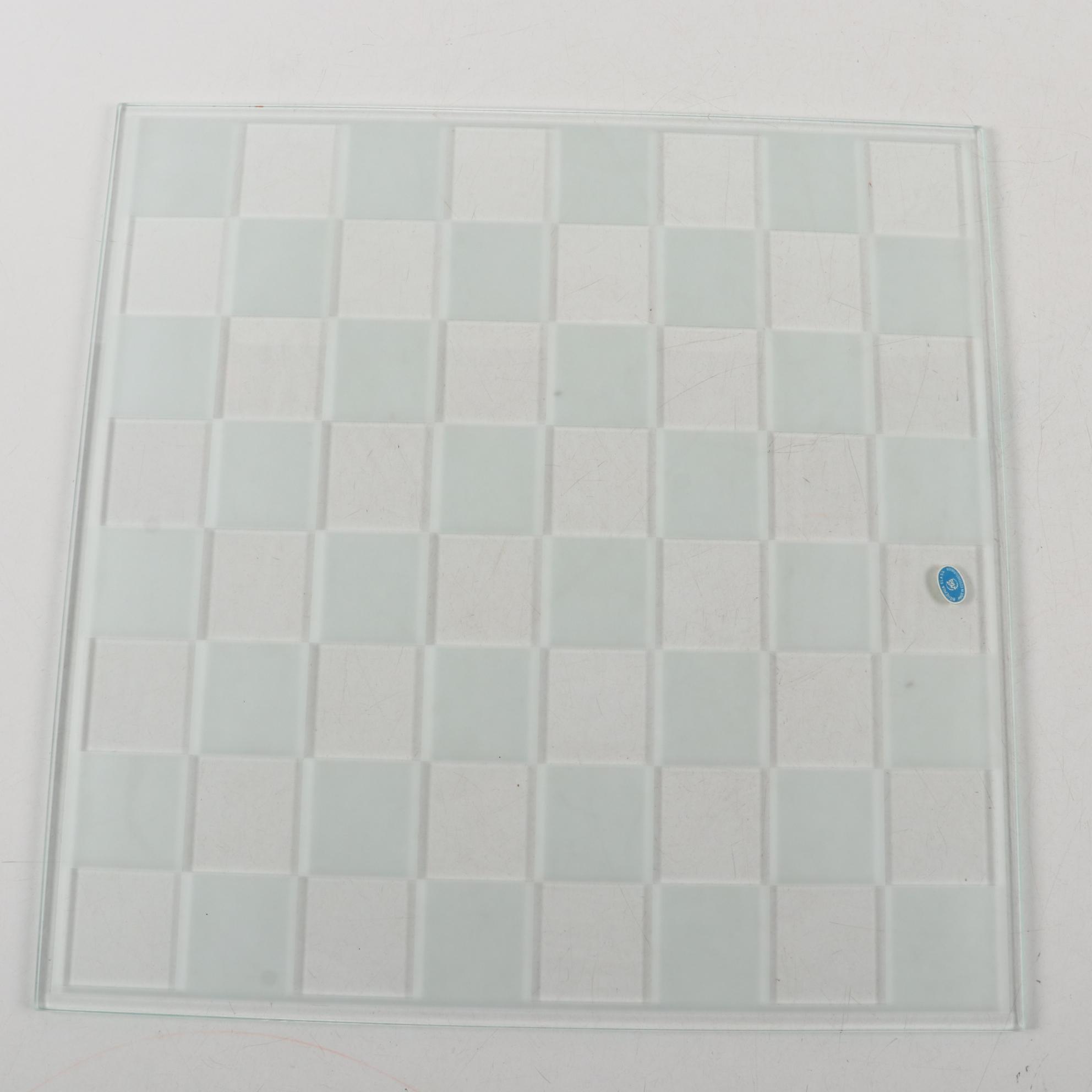 Bohemia Cobalt Blue and Frosted Glass Chess Set in Case