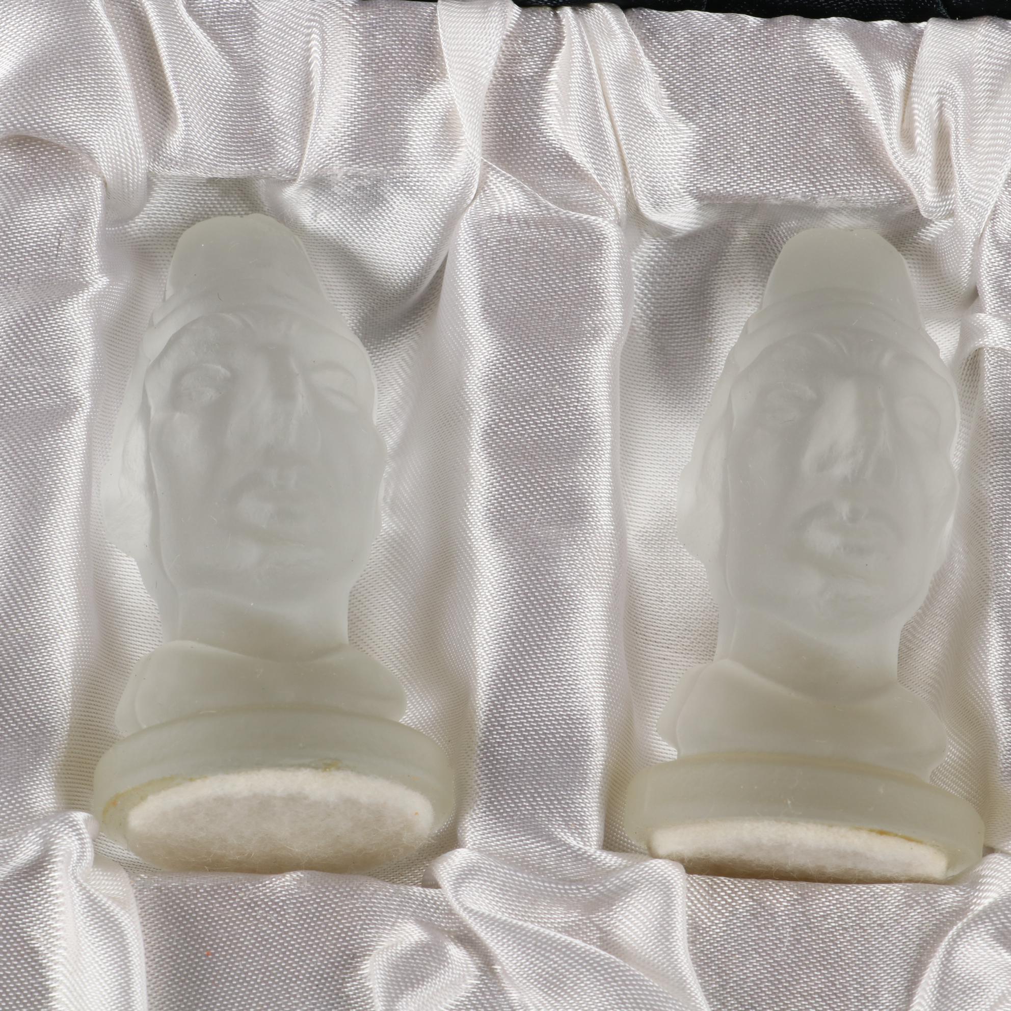 Bohemia Cobalt Blue and Frosted Glass Chess Set in Case