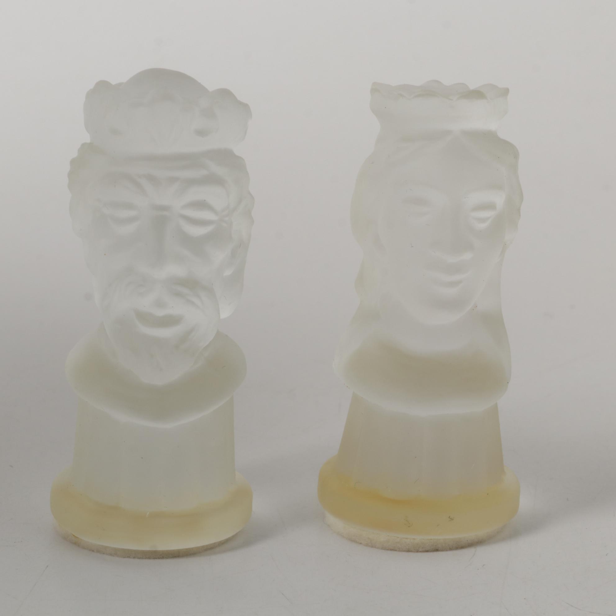 Bohemia Cobalt Blue and Frosted Glass Chess Set in Case