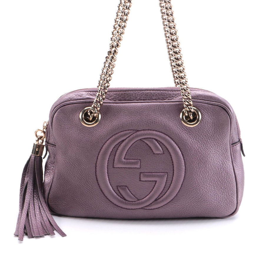 Gucci Metallic Purple Leather Soho Disco Chain Shoulder Bag