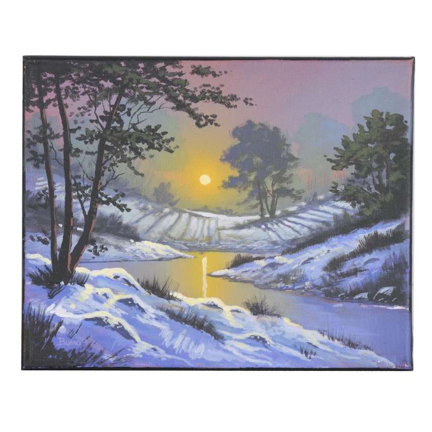 Douglas “Bumo” Johnpeer Oil Painting "Mountain Snow"