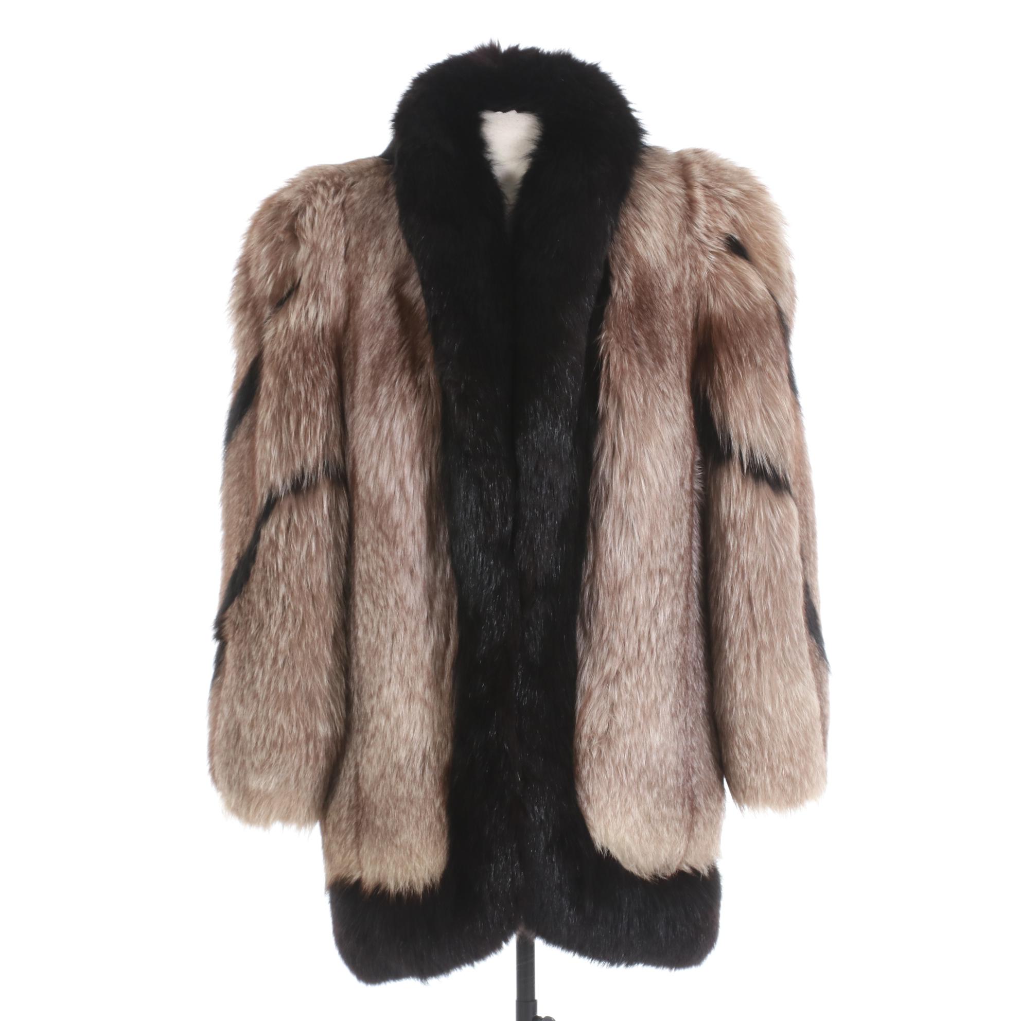 Platinum and Black Fox Fur Stroller Coat