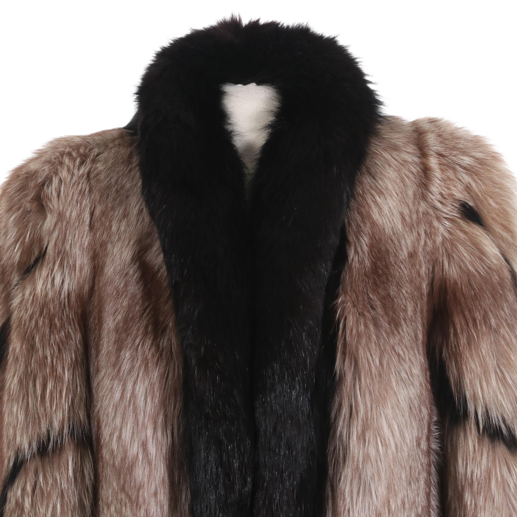 Platinum and Black Fox Fur Stroller Coat