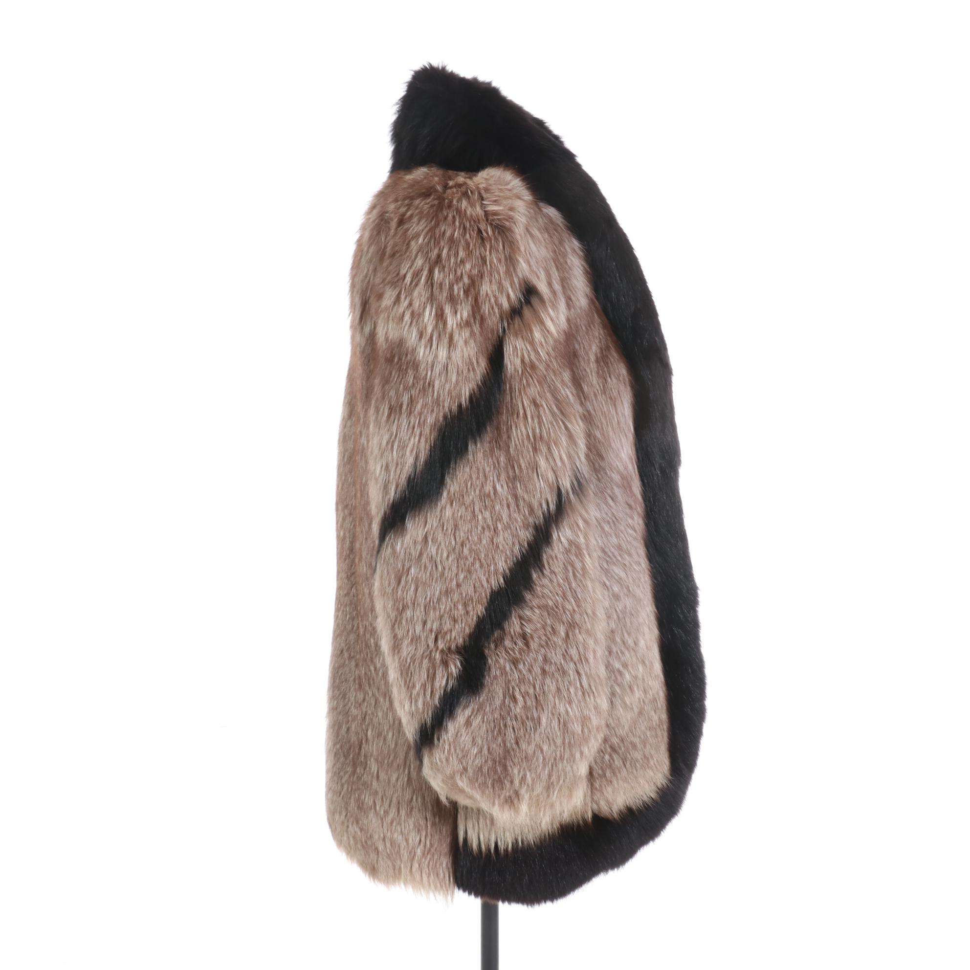 Platinum and Black Fox Fur Stroller Coat
