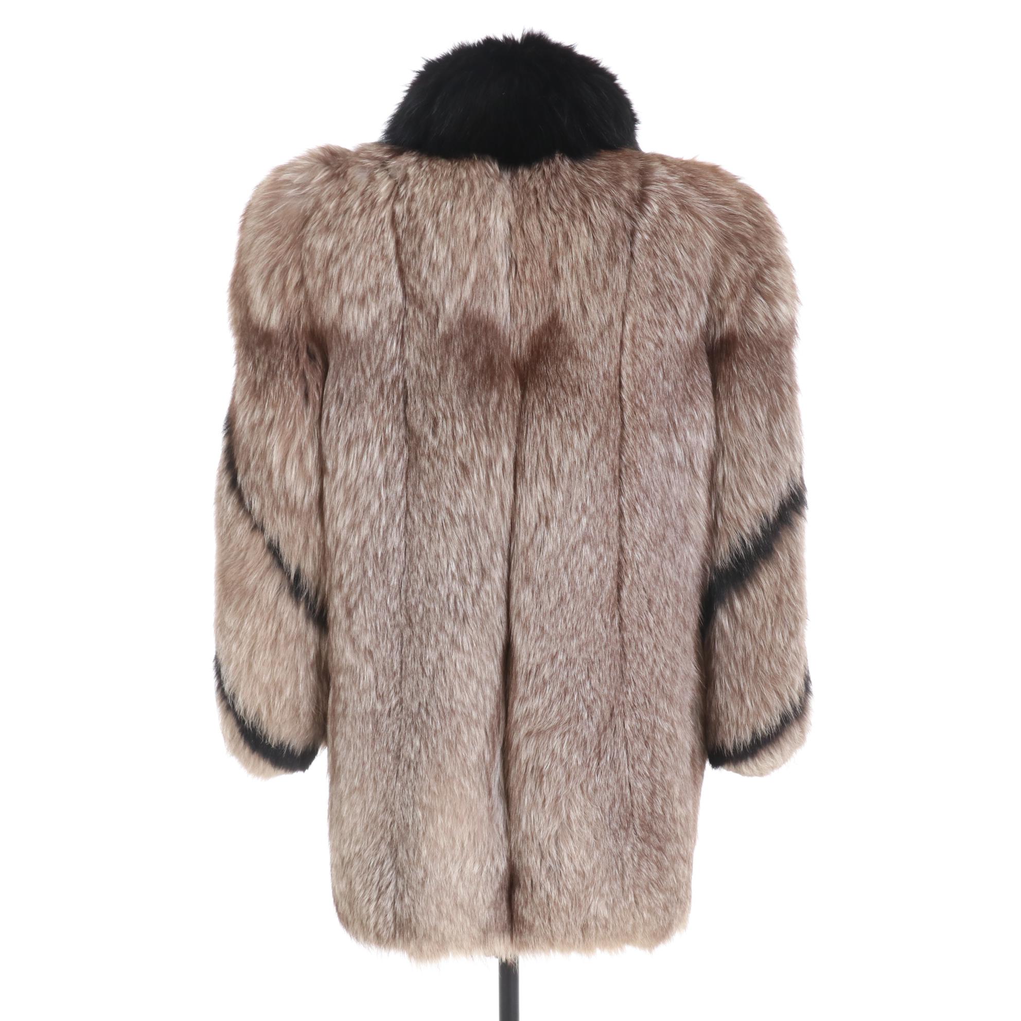 Platinum and Black Fox Fur Stroller Coat