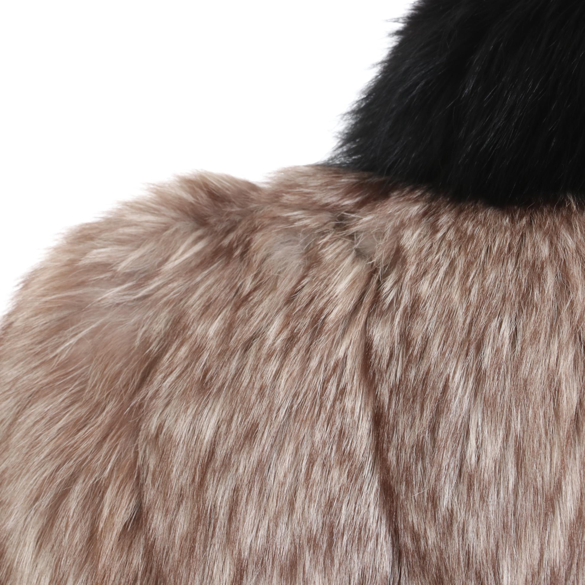 Platinum and Black Fox Fur Stroller Coat