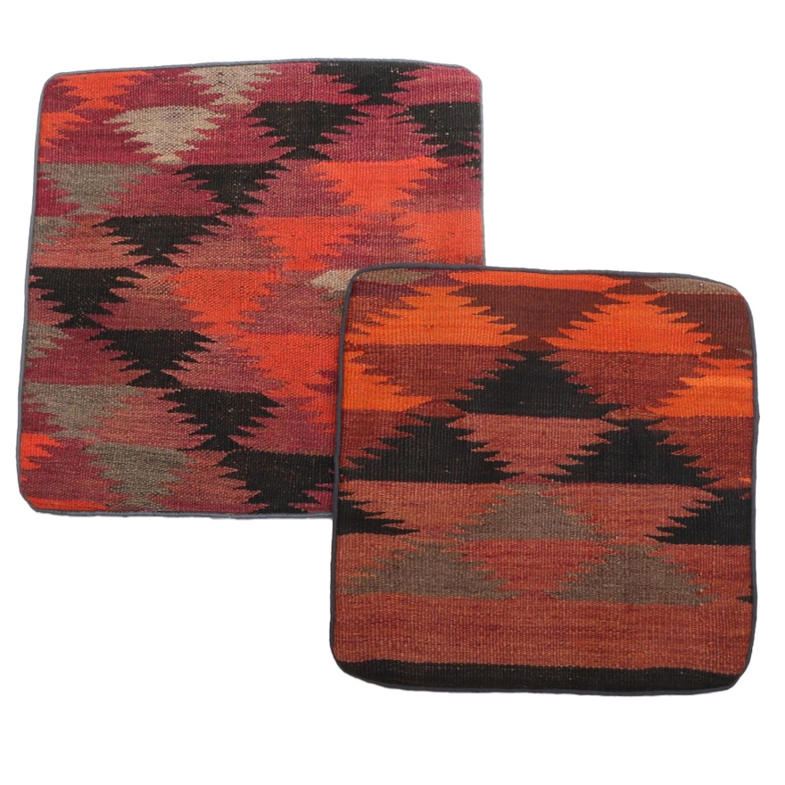 Handwoven Central Asian Kilim Face Throw Pillow Covers