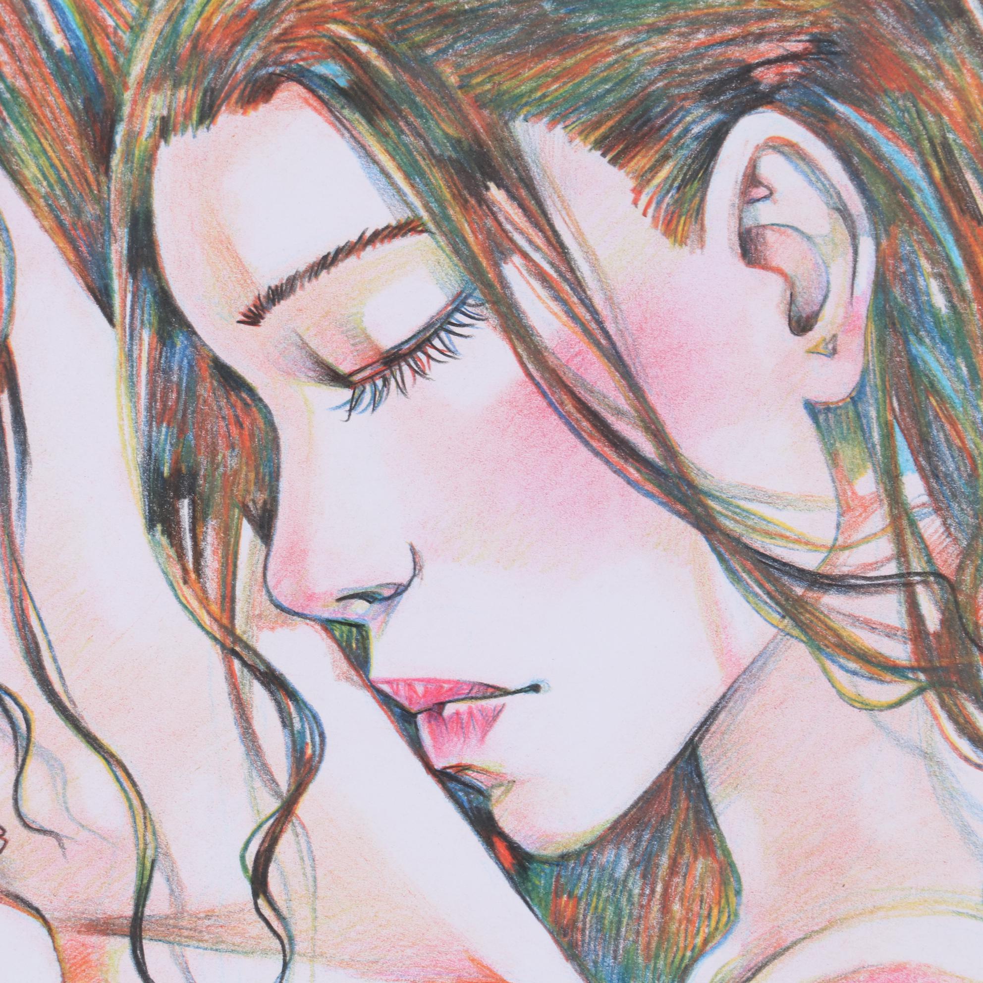 Maria Ramazanova Colored Pencil Drawing of Female Figures, 2020